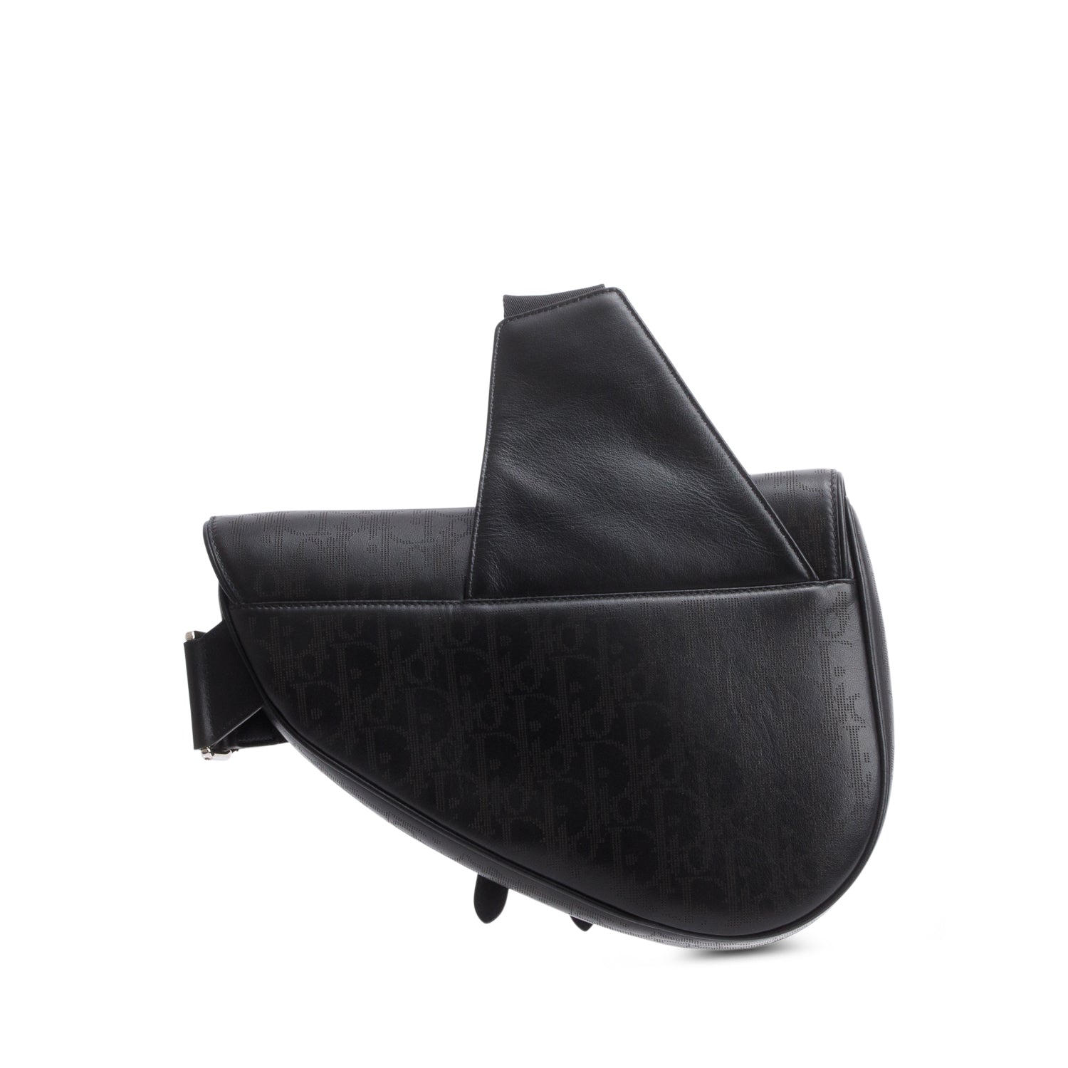 Christian Dior 2021 Black Oblique Galaxy Perforated Leather Saddle Bag w/ Box