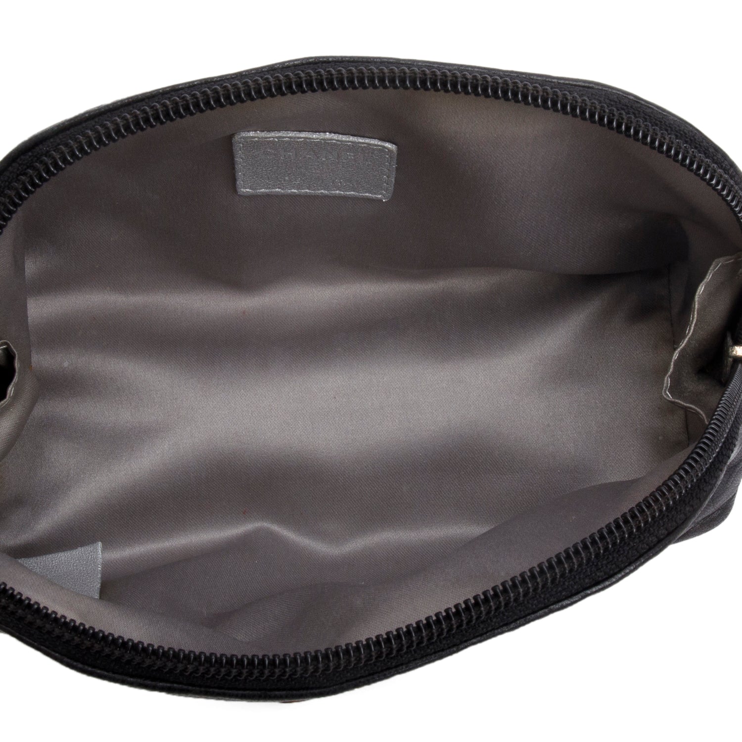 Chanel Black Lambskin Camellia Embossed Cosmetic Case