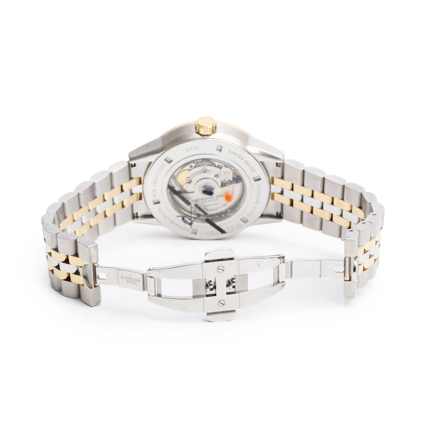 Raymond Weil Yellow Gold PVD & Stainless Steel Freelancer 42 MM Automatic Watch Silver Dial 2731 w/ Box & Papers