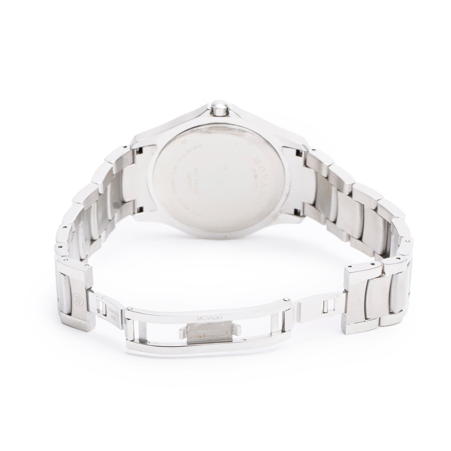 Movado Stainless Steel Masino 40 MM Quartz Watch Black Diamond Dial w/ Box