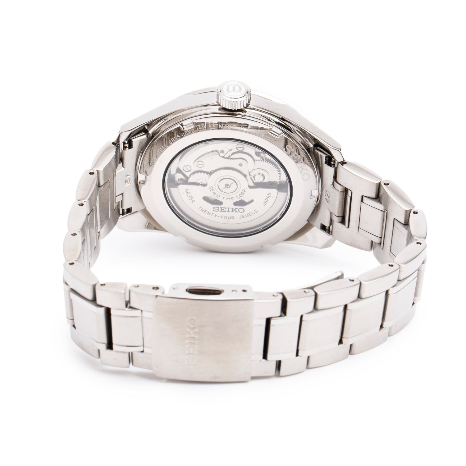 Seiko Stainless Steel Presage Sharp Edged Series 40 MM Automatic Watch Silver Dial w/ Box & Extra Strap