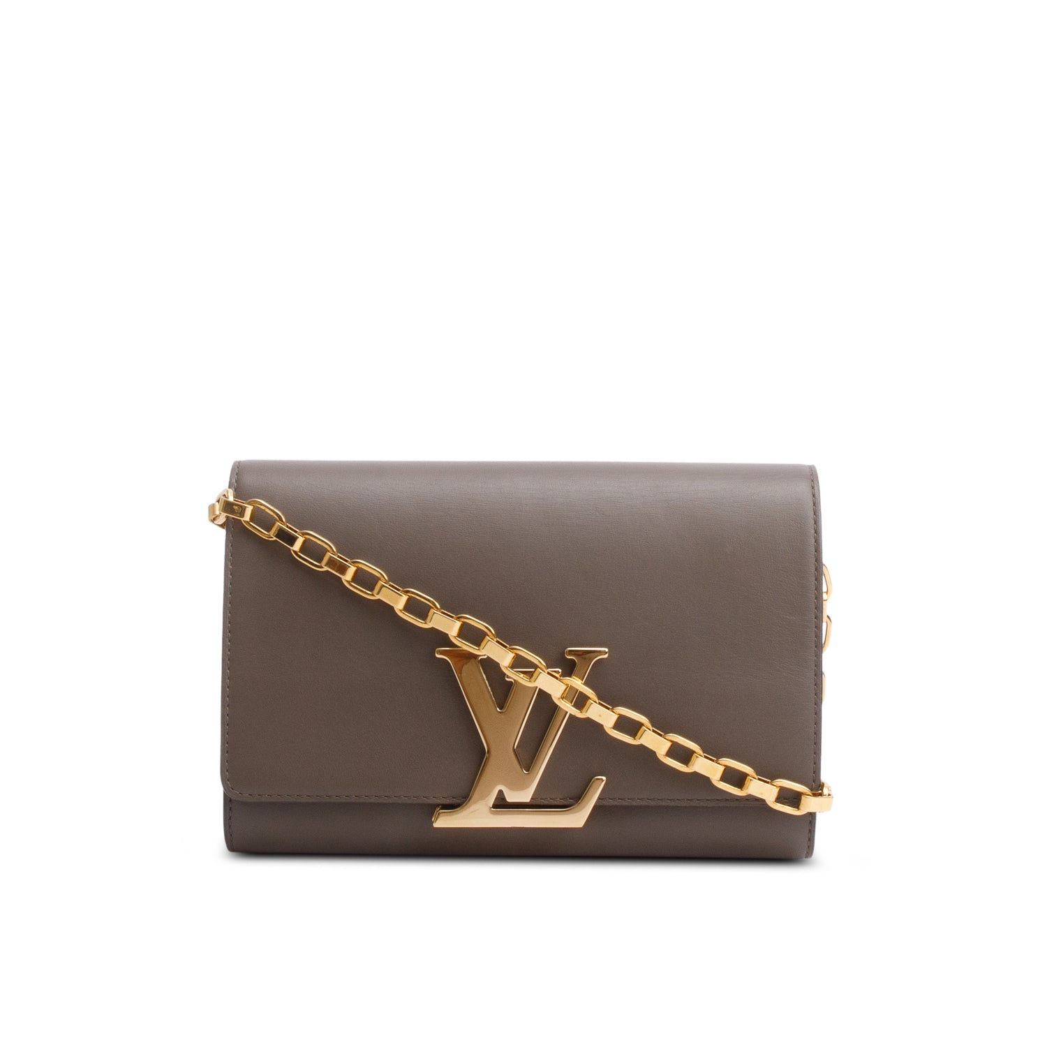 Louis Vuitton Taupe Calfskin Chain Louise Pochette w/ Strap