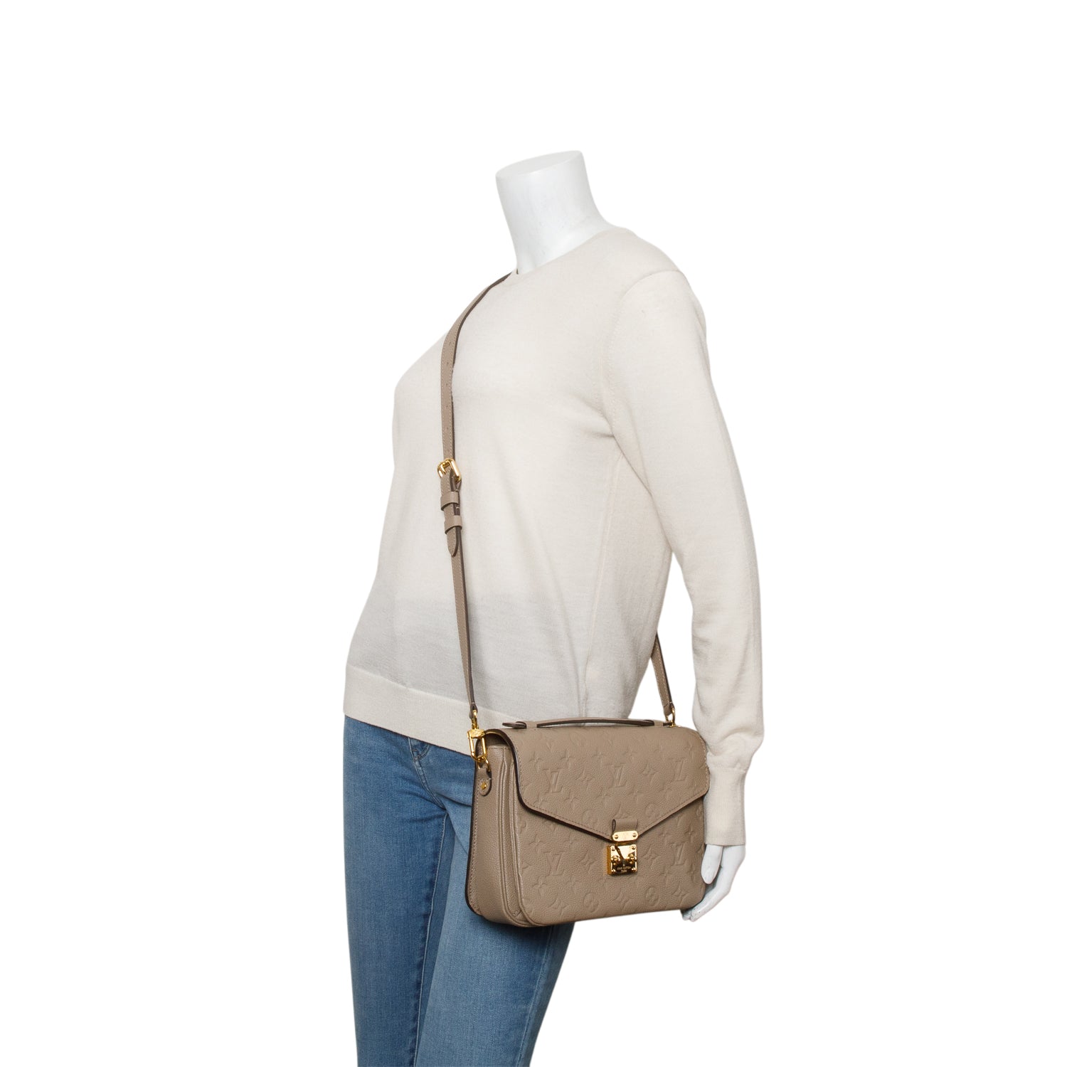 Louis Vuitton Taupe Monogram Empreinte Pochette Metis w/ Strap