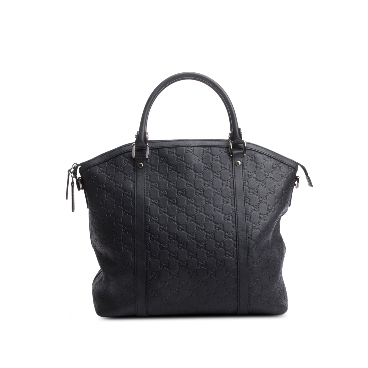 Gucci Black Guccissima Medium GG Charm Convertible Dome Satchel