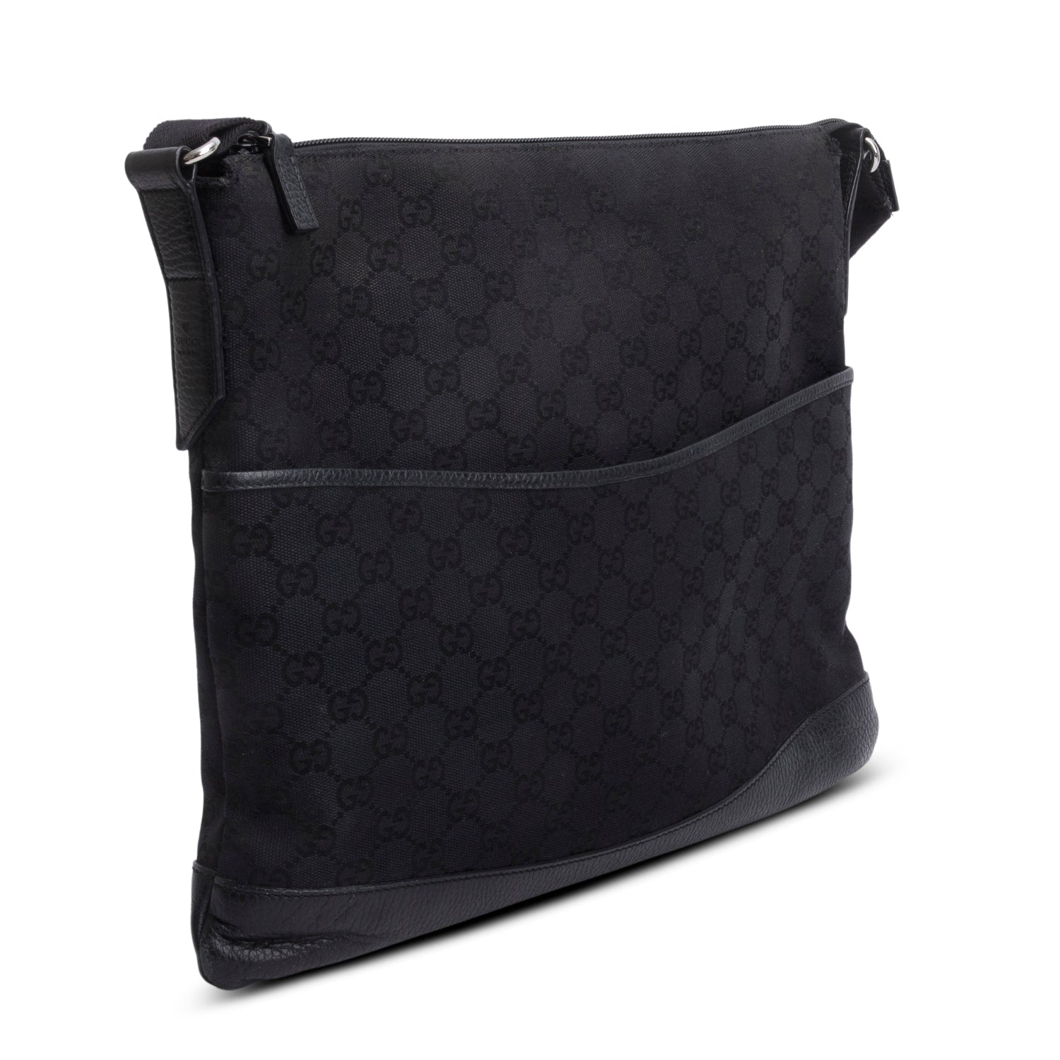 Gucci Black Monogram Canvas Messenger Bag