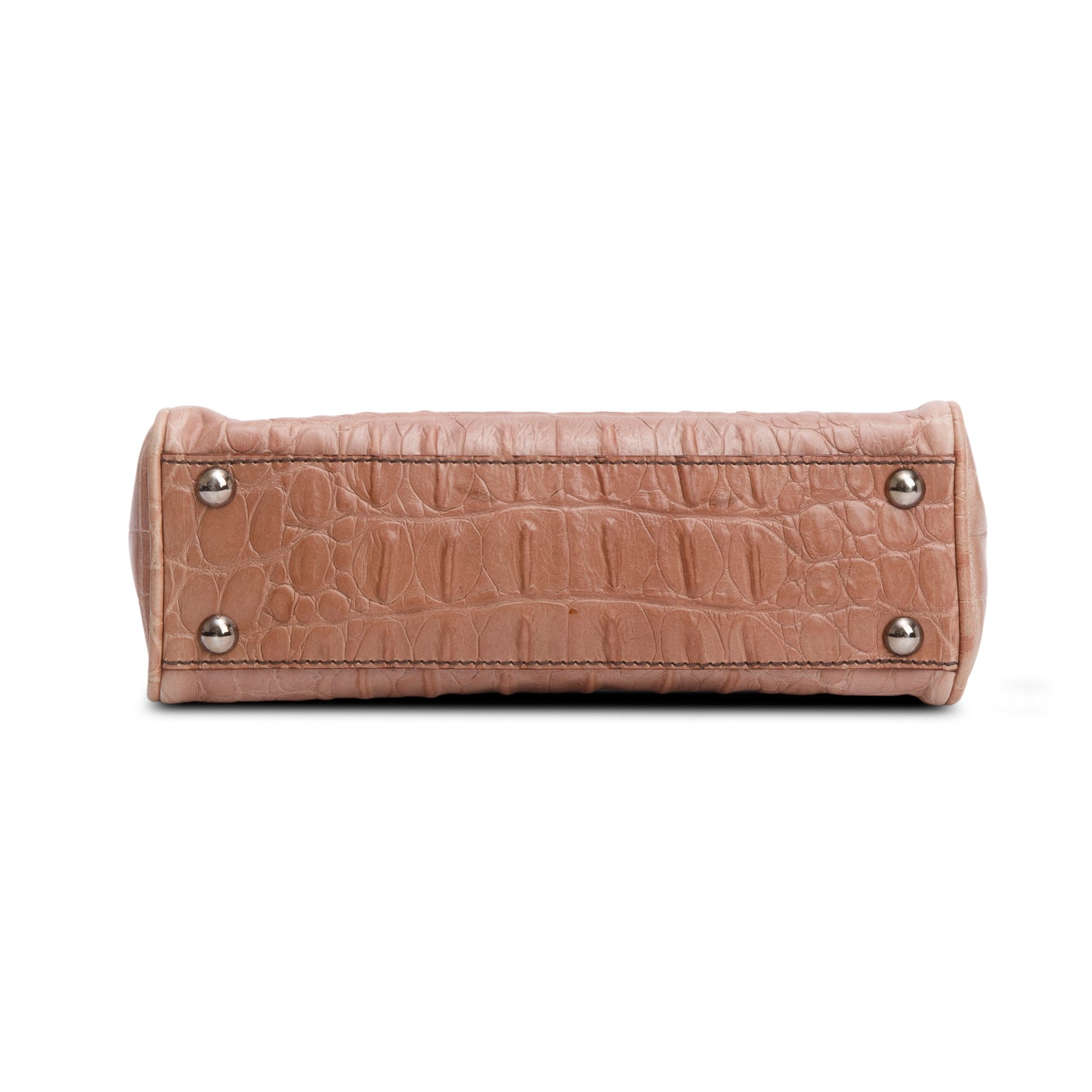 Miu Miu Pink Croc Embossed Leather Bauletto Satchel
