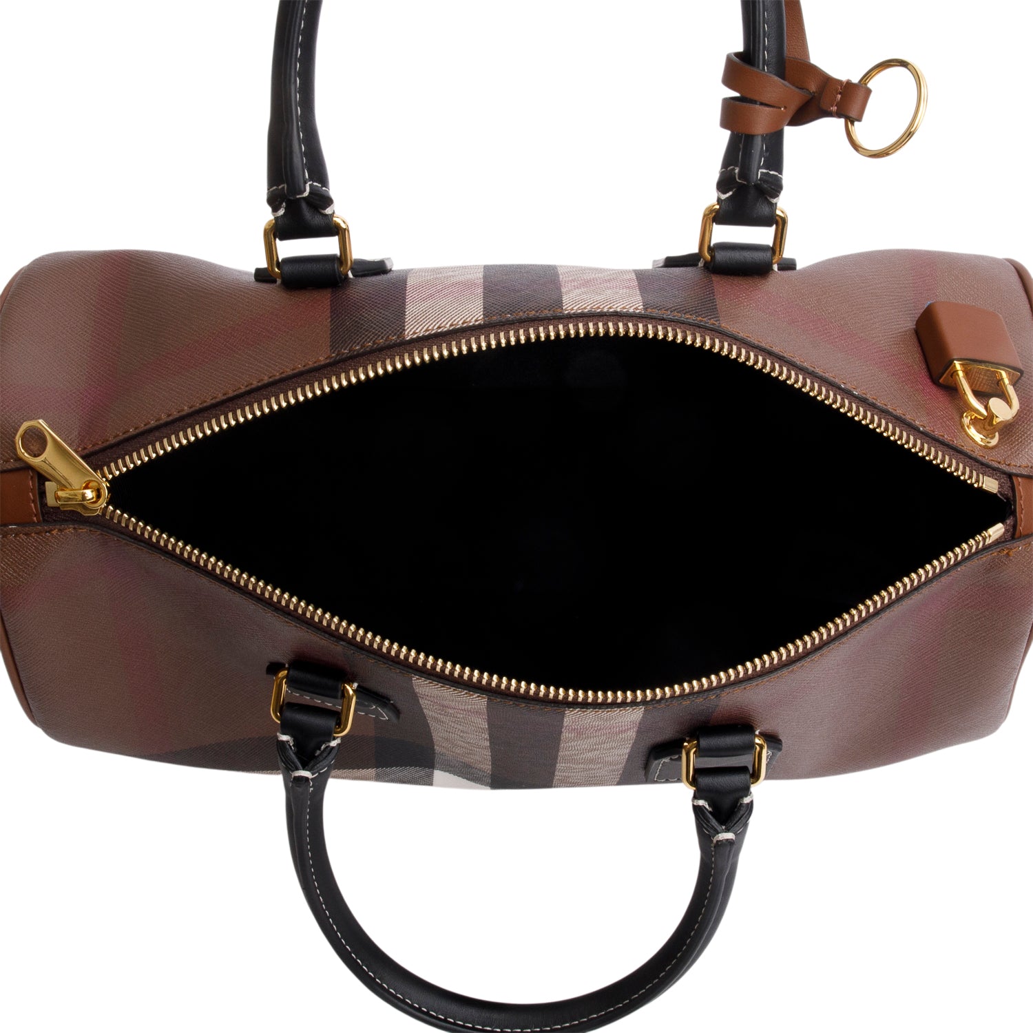 Burberry Brown Medium Check Bowling Bag w/ Box & Strap