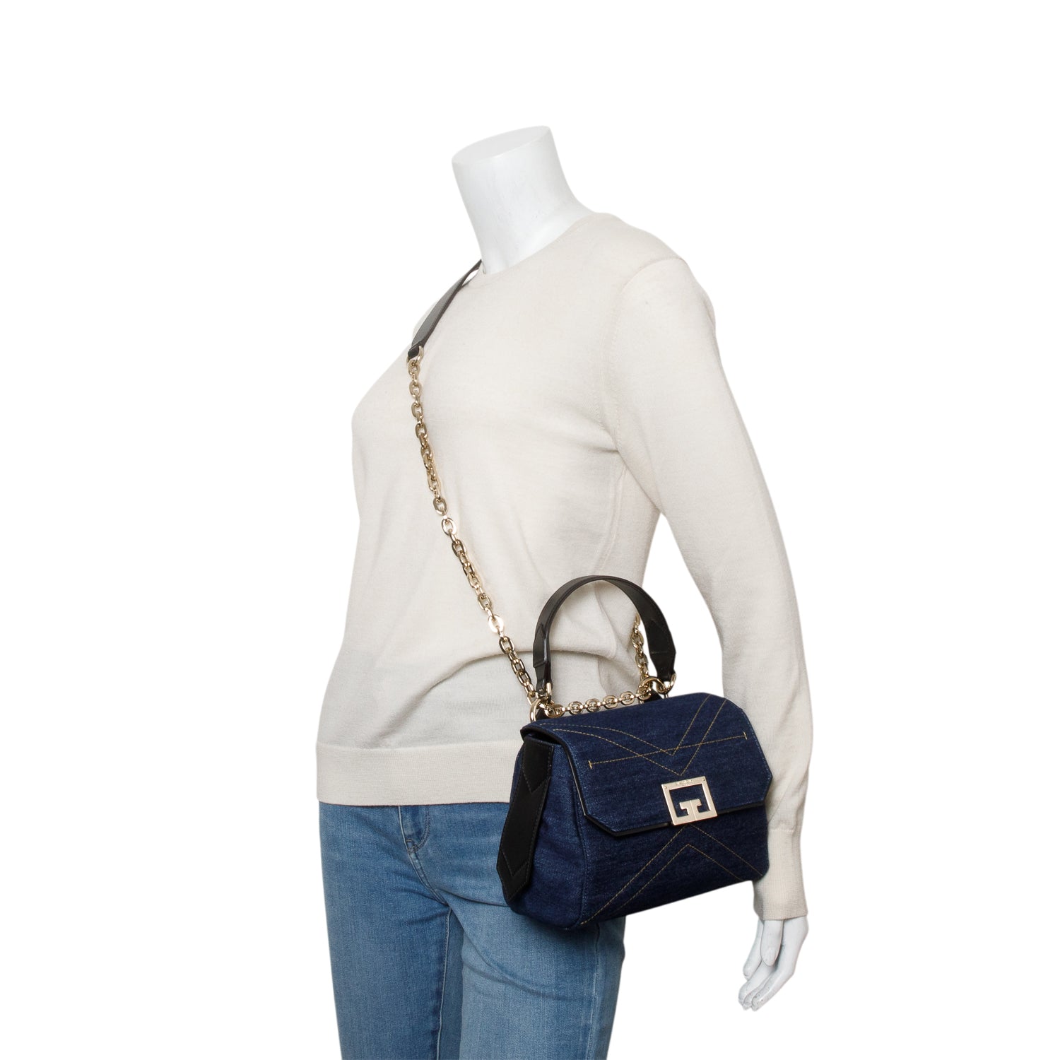 Givenchy 2020 Blue Denim Small ID Flap Bag