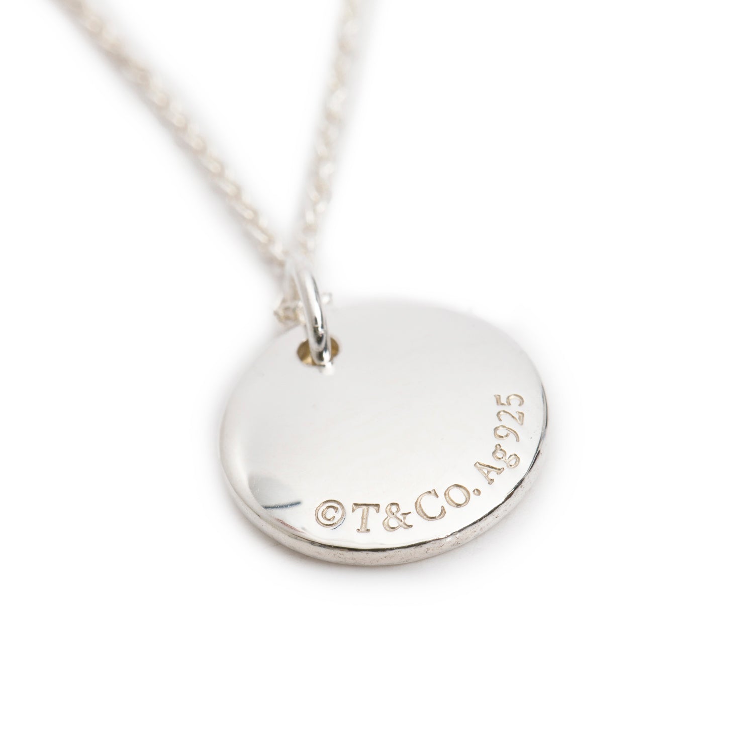 Tiffany & Co. Sterling Silver Notes Letter 'R' Disc Charm Pendant Necklace