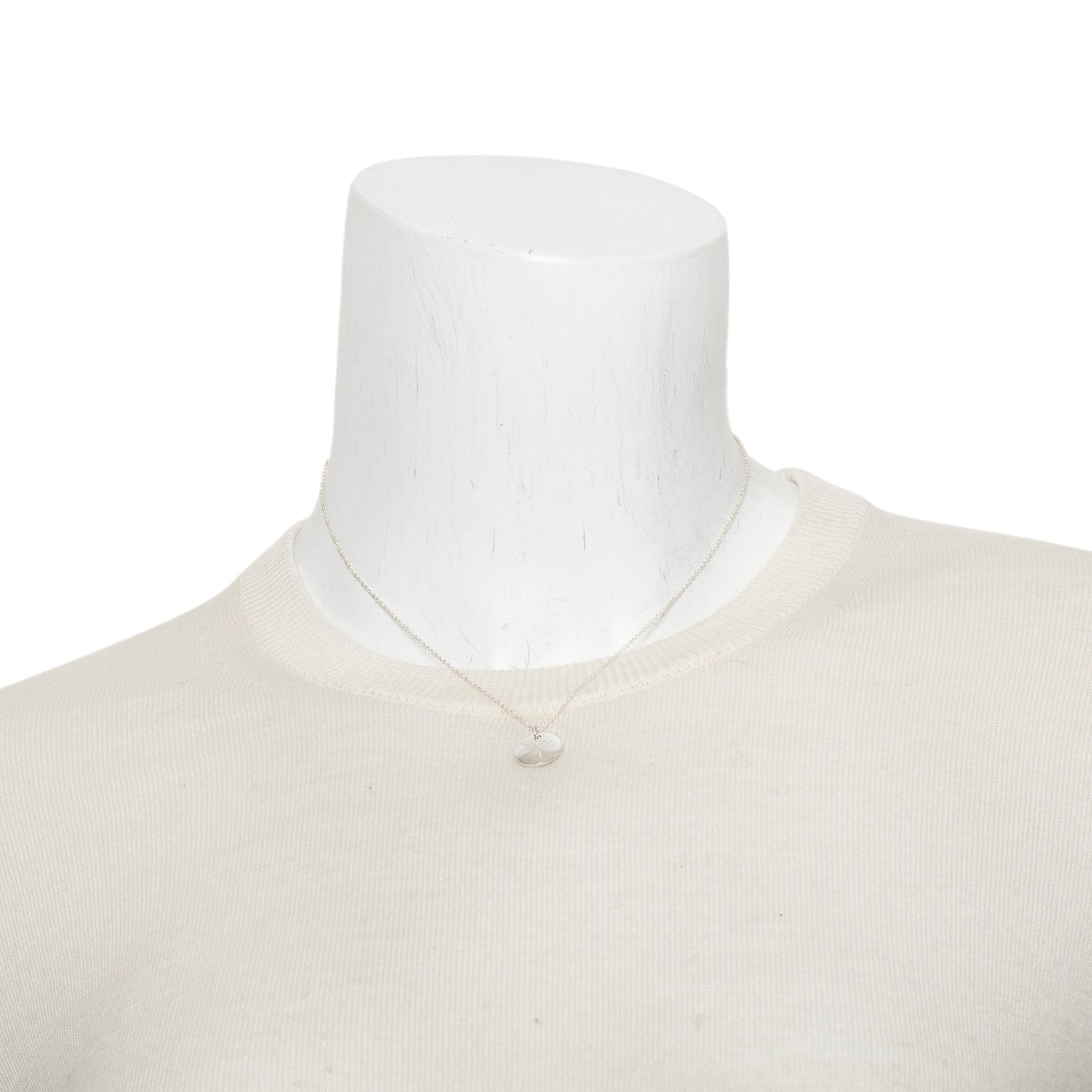 Tiffany & Co. Sterling Silver Notes Letter 'R' Disc Charm Pendant Necklace