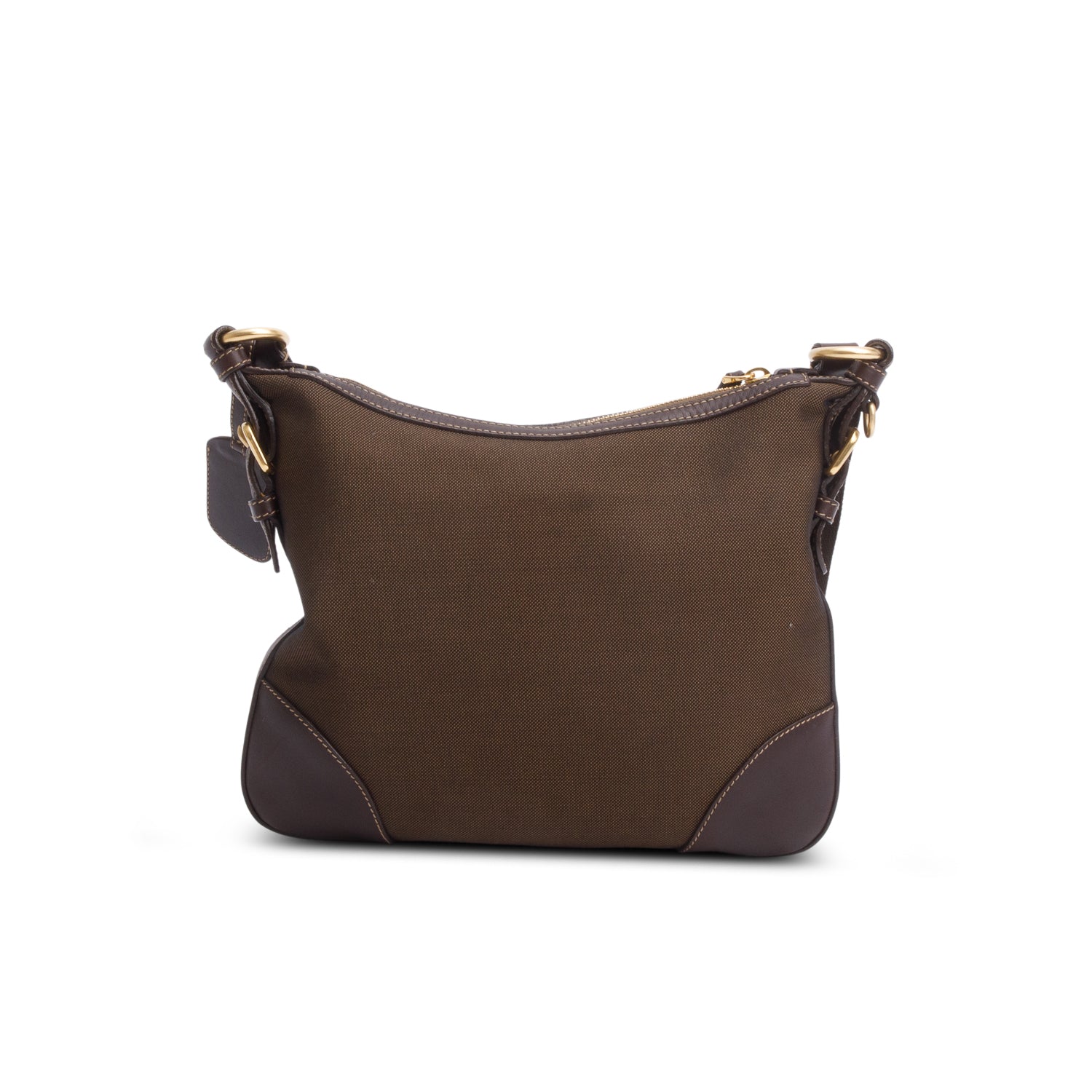 Prada Brown Canapa Jacquard Logo Flat Messenger Bag w/ Authenticity Card