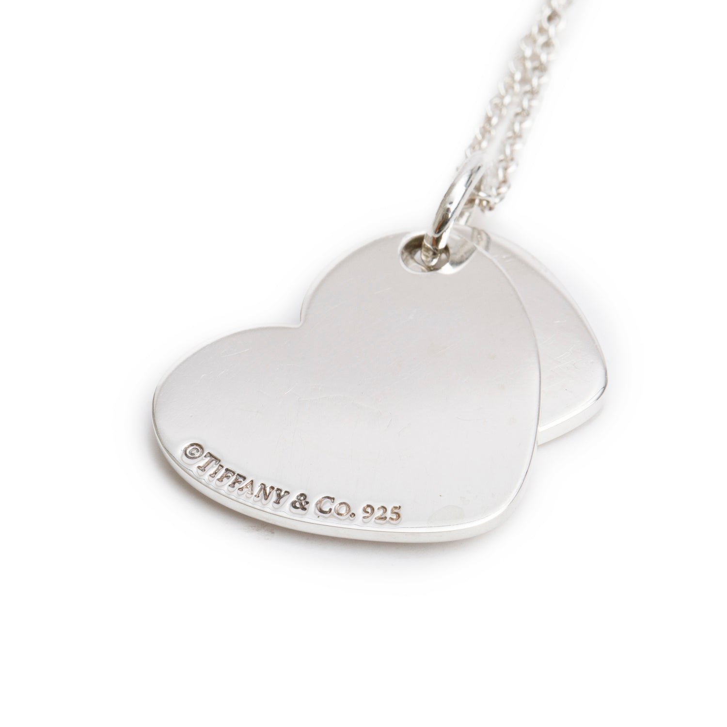 Tiffany & Co. Sterling Silver Double Heart Tag Pendant Necklace