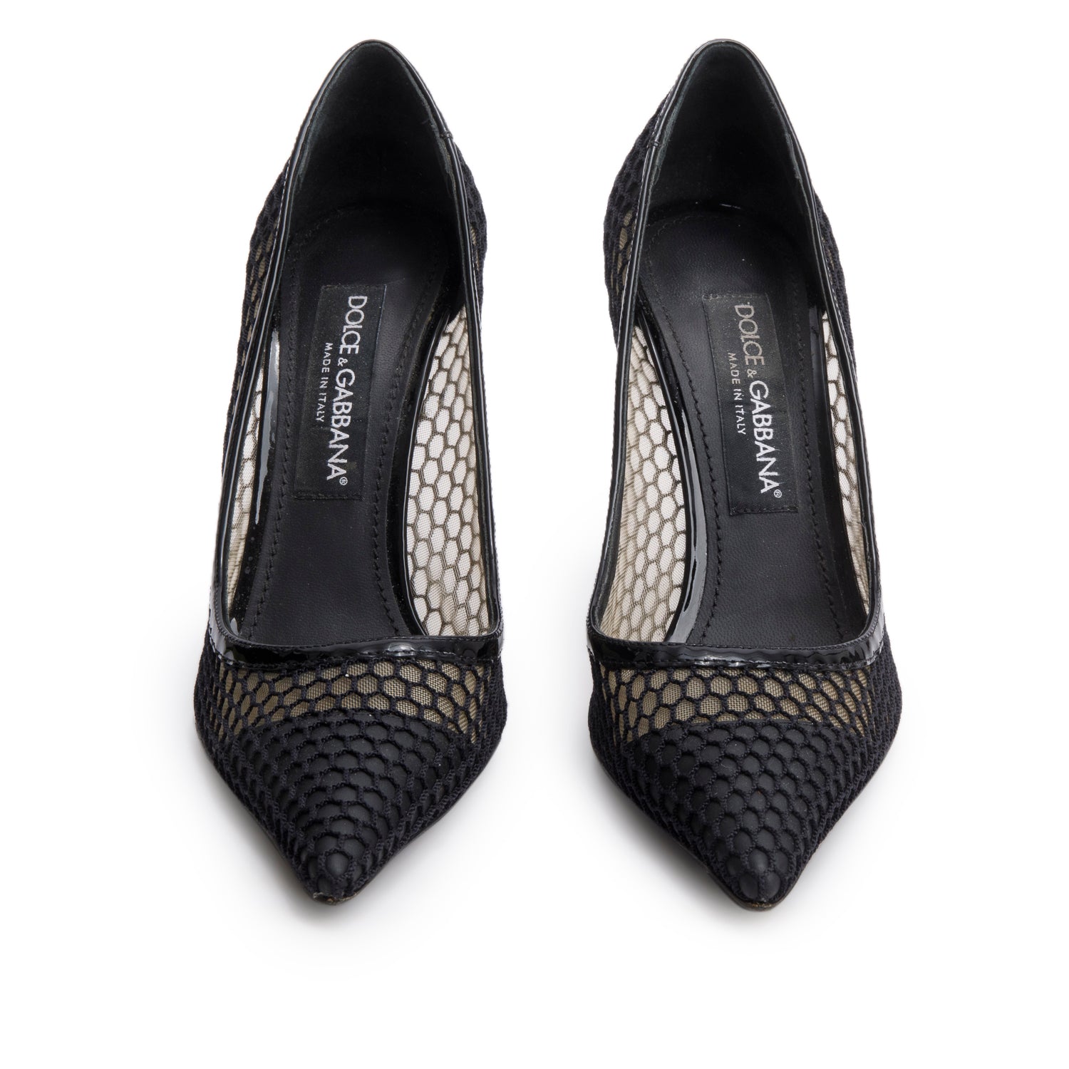 Dolce & Gabbana Black Fishnet Cap Toe Pumps, Size 39 w/ Box