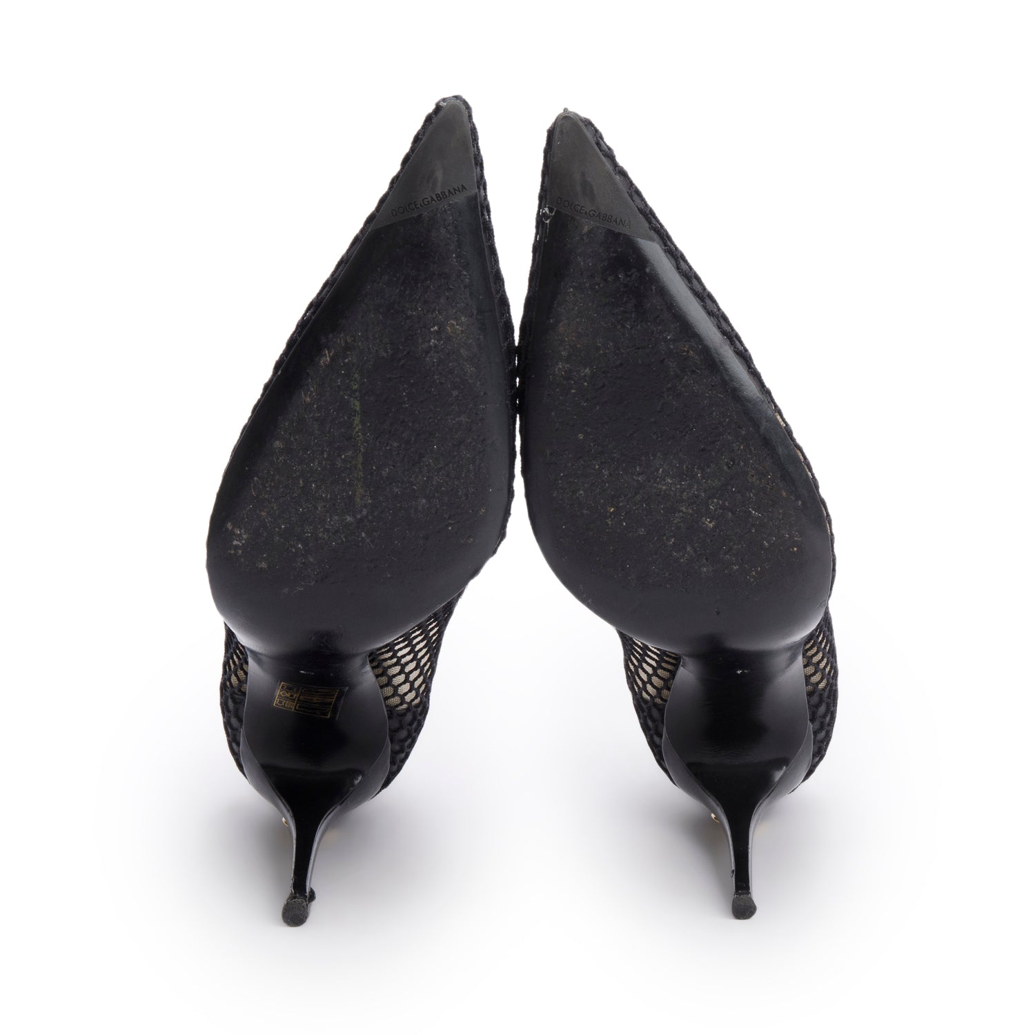 Dolce & Gabbana Black Fishnet Cap Toe Pumps, Size 39 w/ Box