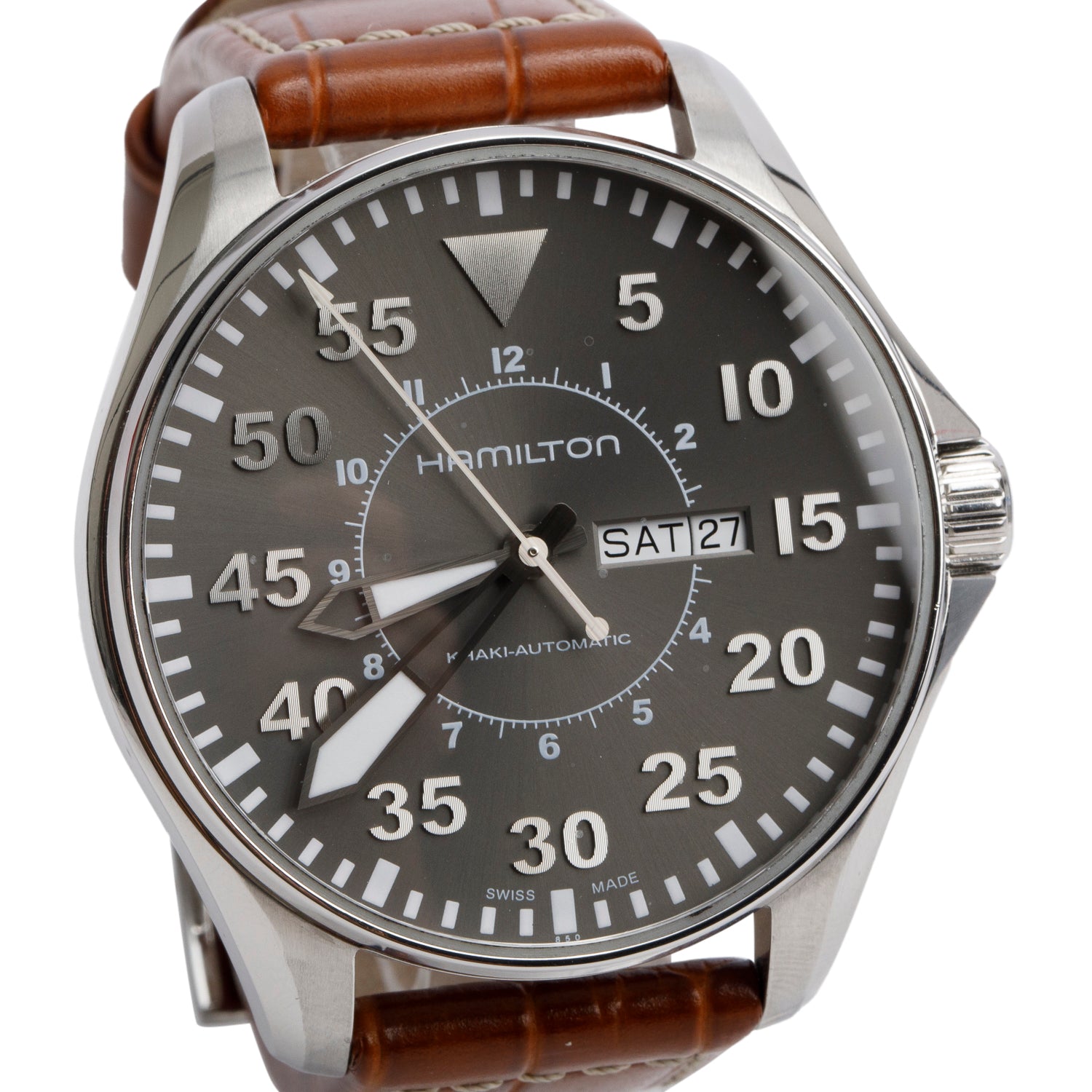 Hamilton Stainless Steel Khaki Aviation Pilot Day Date 46 MM Automatic Watch H647150 w/ Box & Papers