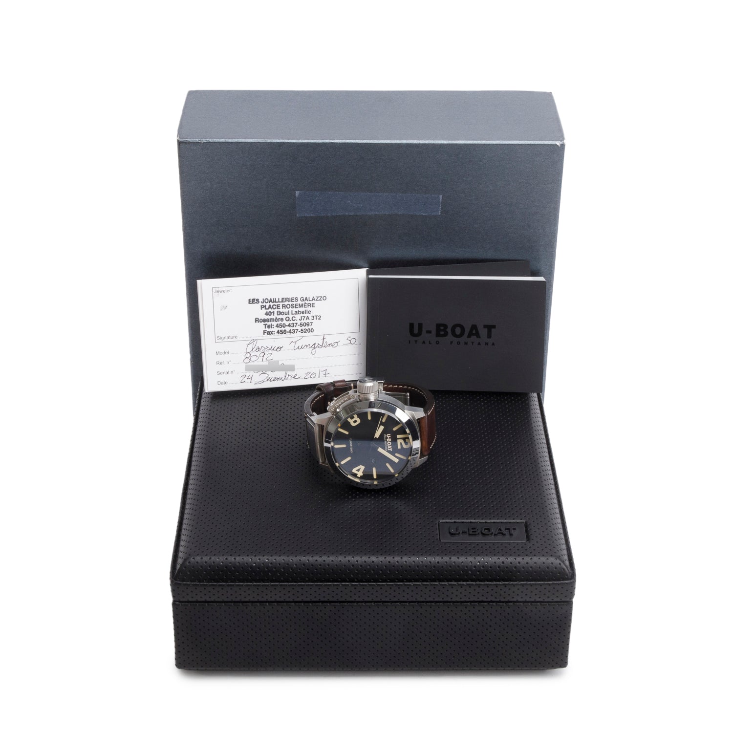 U-Boat Stainless Steel Lefty Classico 50 MM Automatic Watch w/ Box & Papers
