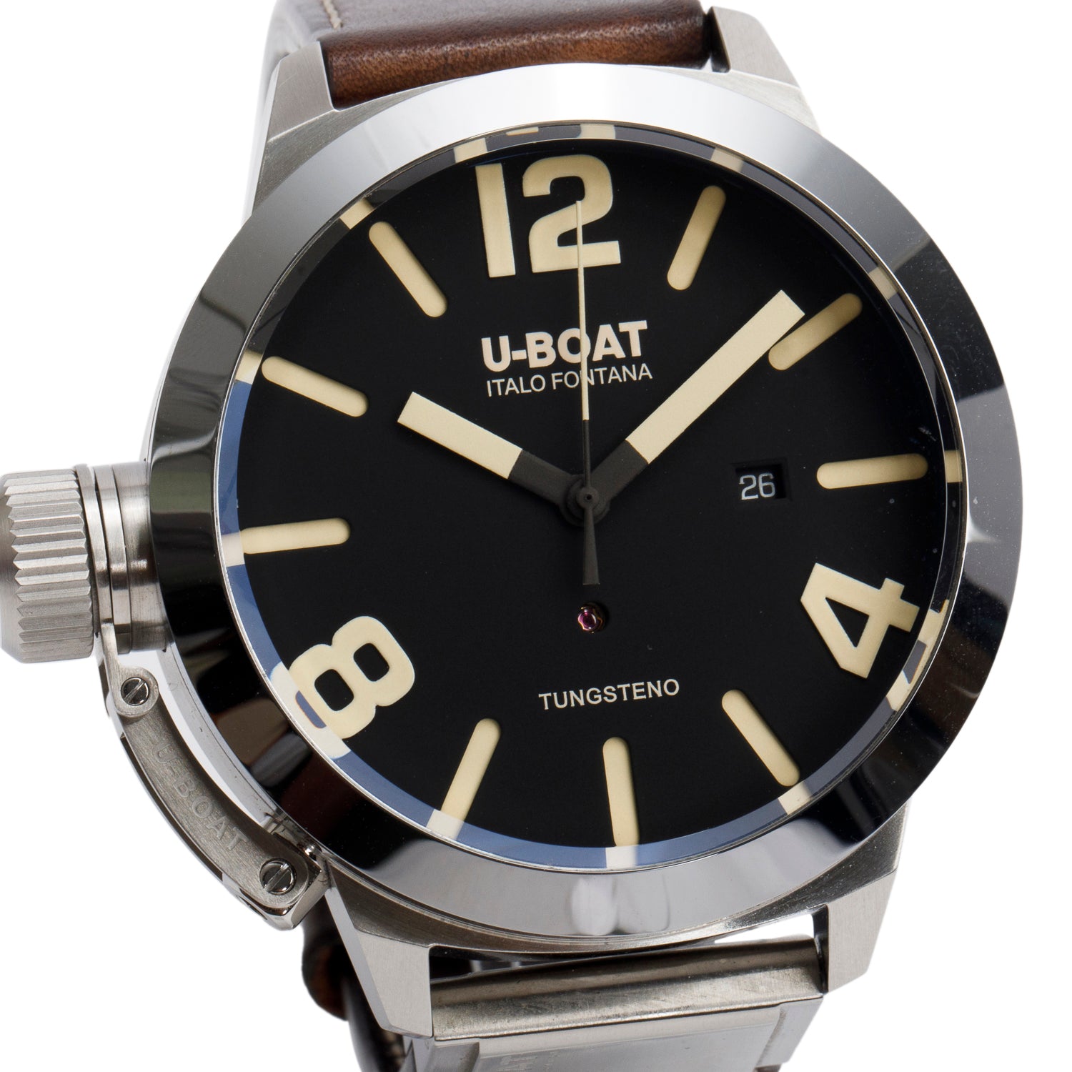 U-Boat Stainless Steel Lefty Classico 50 MM Automatic Watch w/ Box & Papers