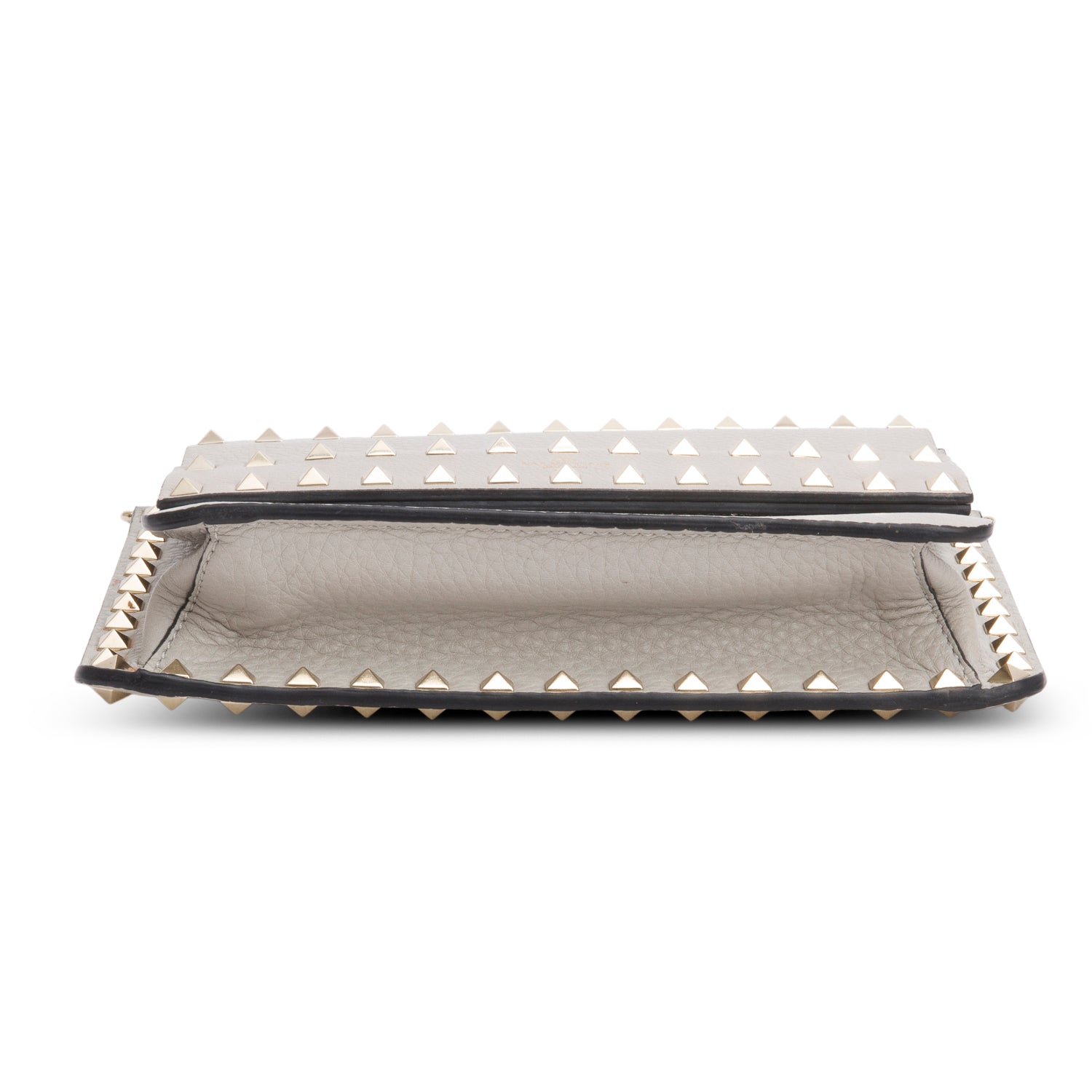 Valentino Grey Vitello Rockstud Side Slip Crossbody Bag w/ Box