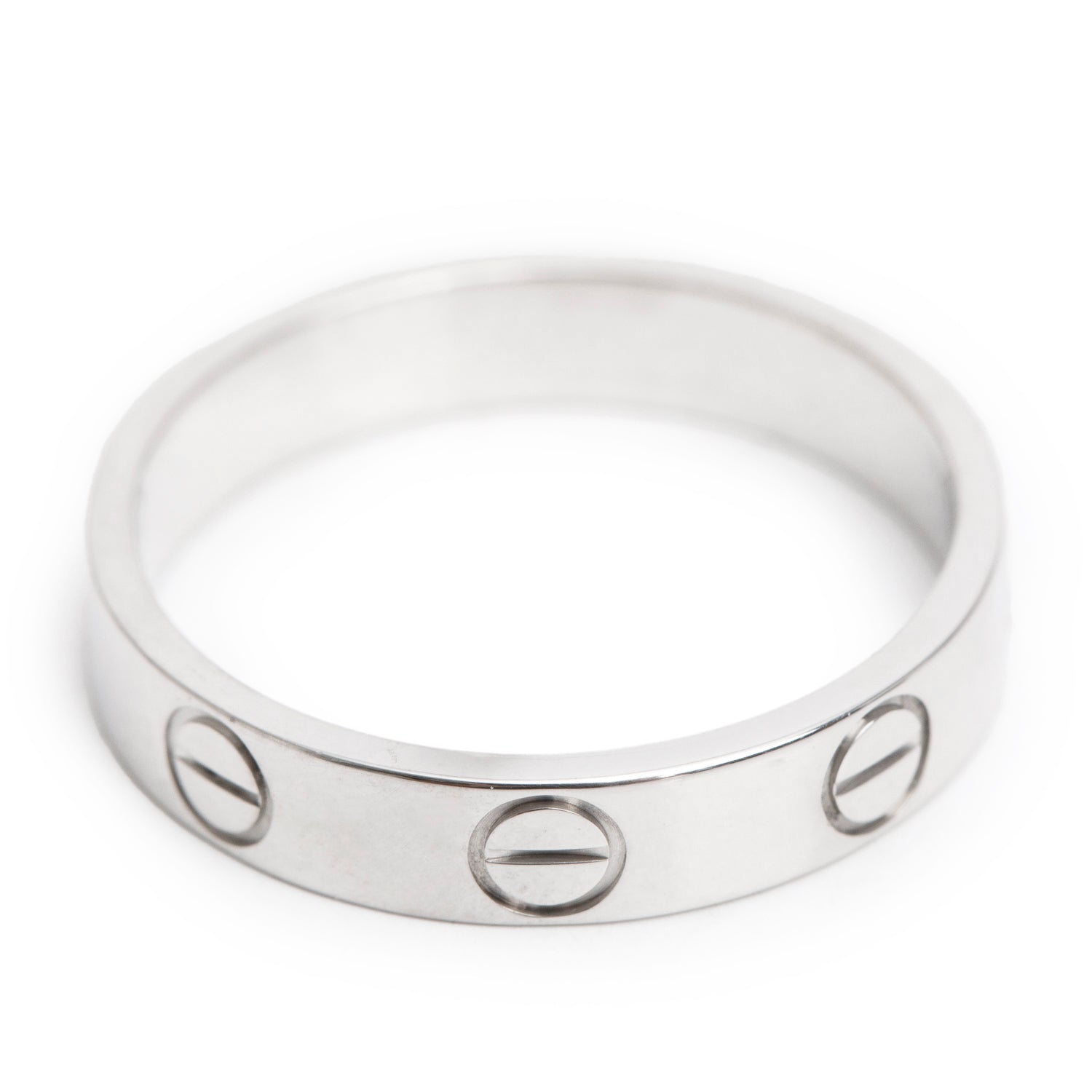 Cartier 18k White Gold 3.6 MM Love Wedding Band Ring, Size 48 4.75