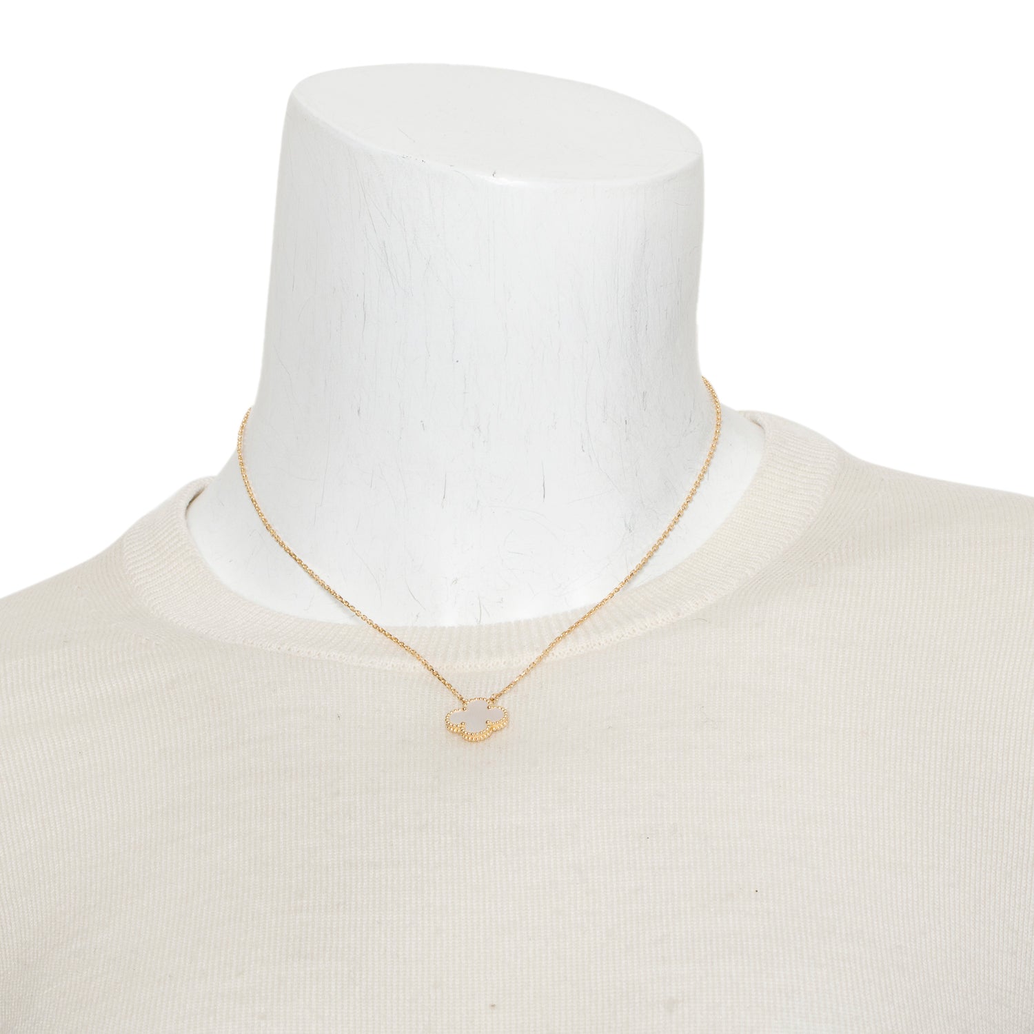 Van Cleef & Arpels 2025 18k Yellow Gold Vintage Alhambra Mother of Pearl Pendant Necklace w/ Box & Papers