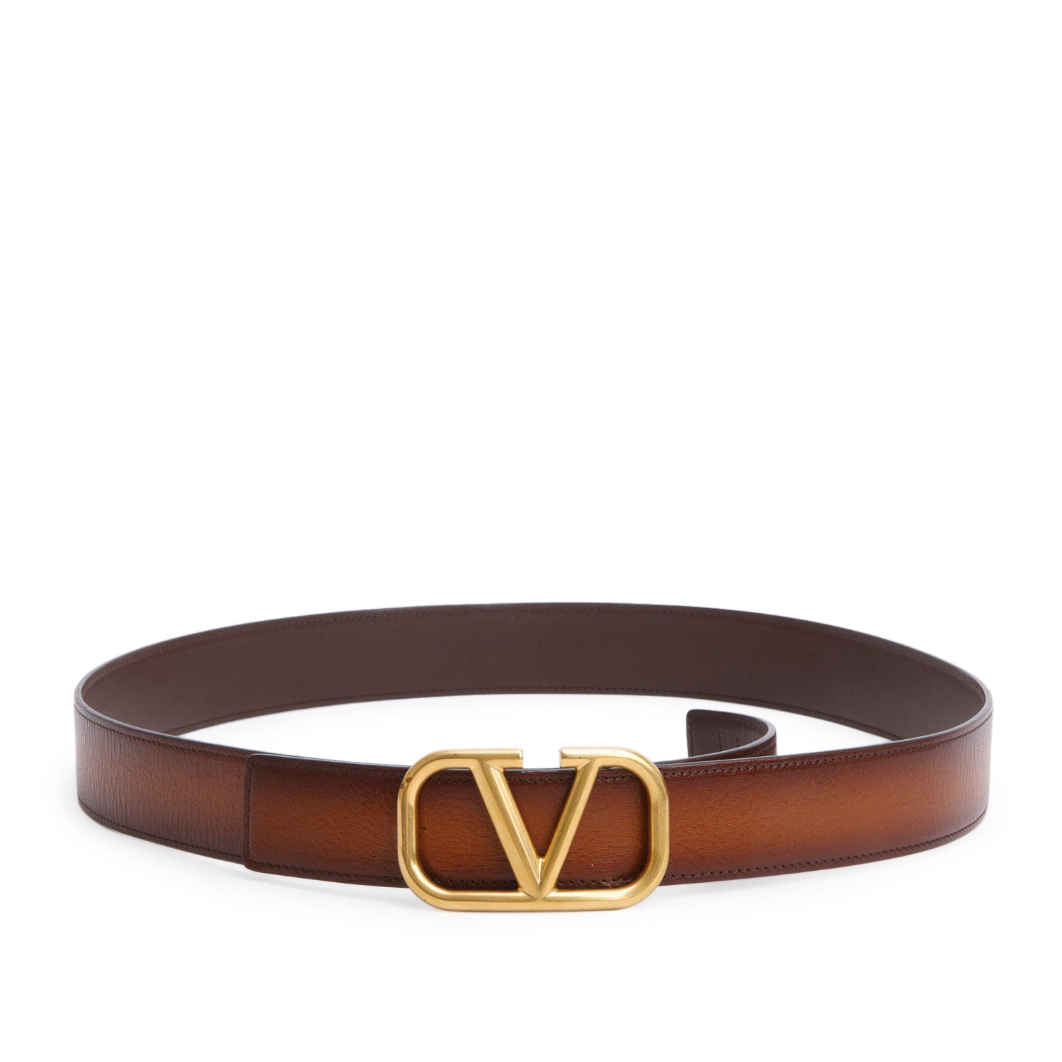 Valentino Brown Calfskin Reversible Vlogo Signature 40 MM Leather Belt, Size 100 40 w/ Box & Receipt