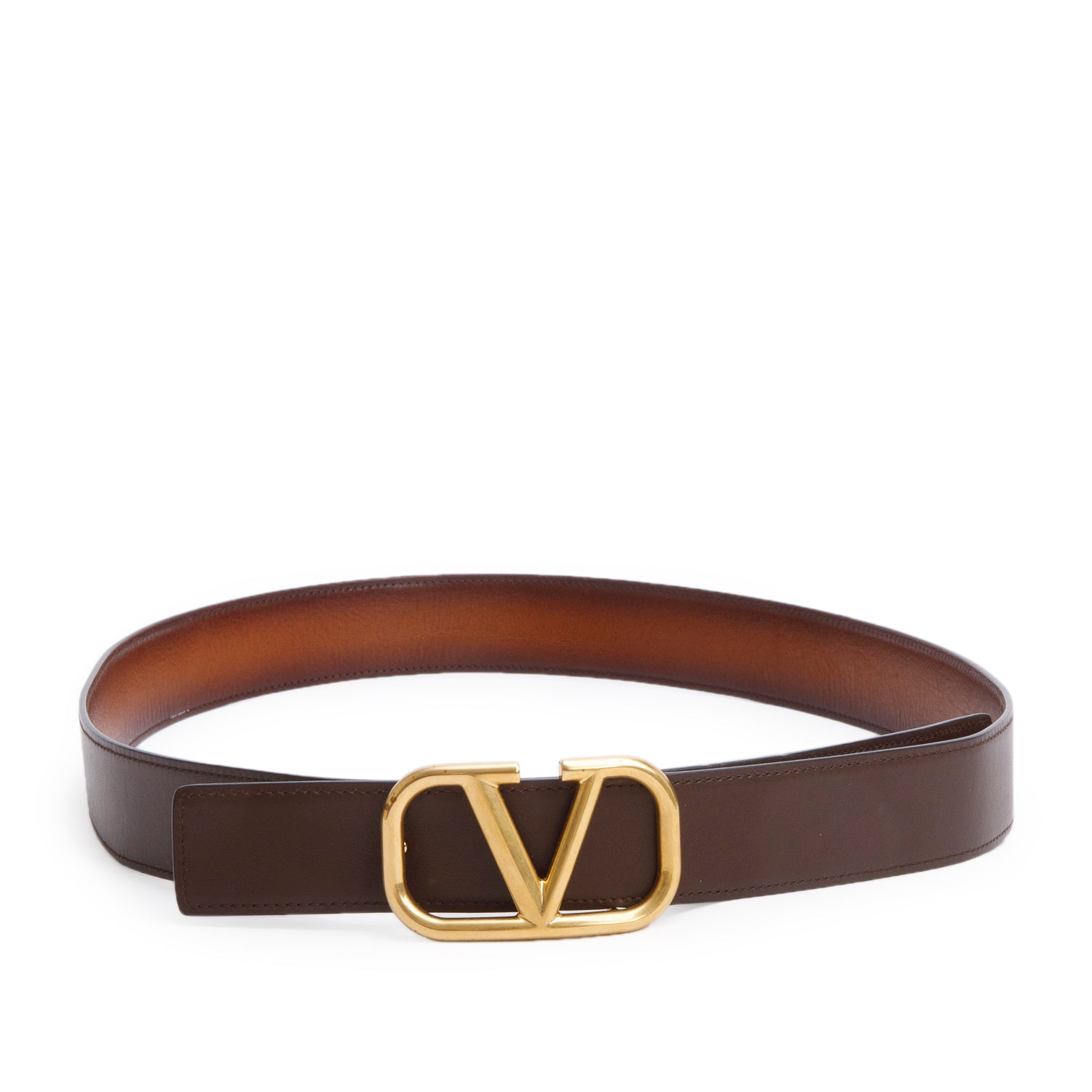 Valentino Brown Calfskin Reversible Vlogo Signature 40 MM Leather Belt, Size 100 40 w/ Box & Receipt