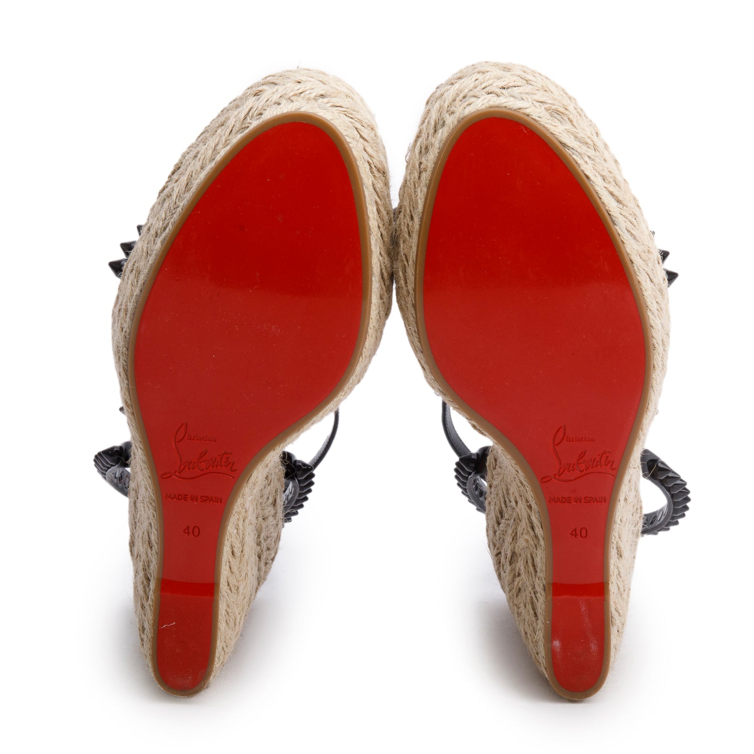 Christian Louboutin Black Patent Leather Mafaldina Zeppa 120 Platform Sandals, Size 40 w/ Box