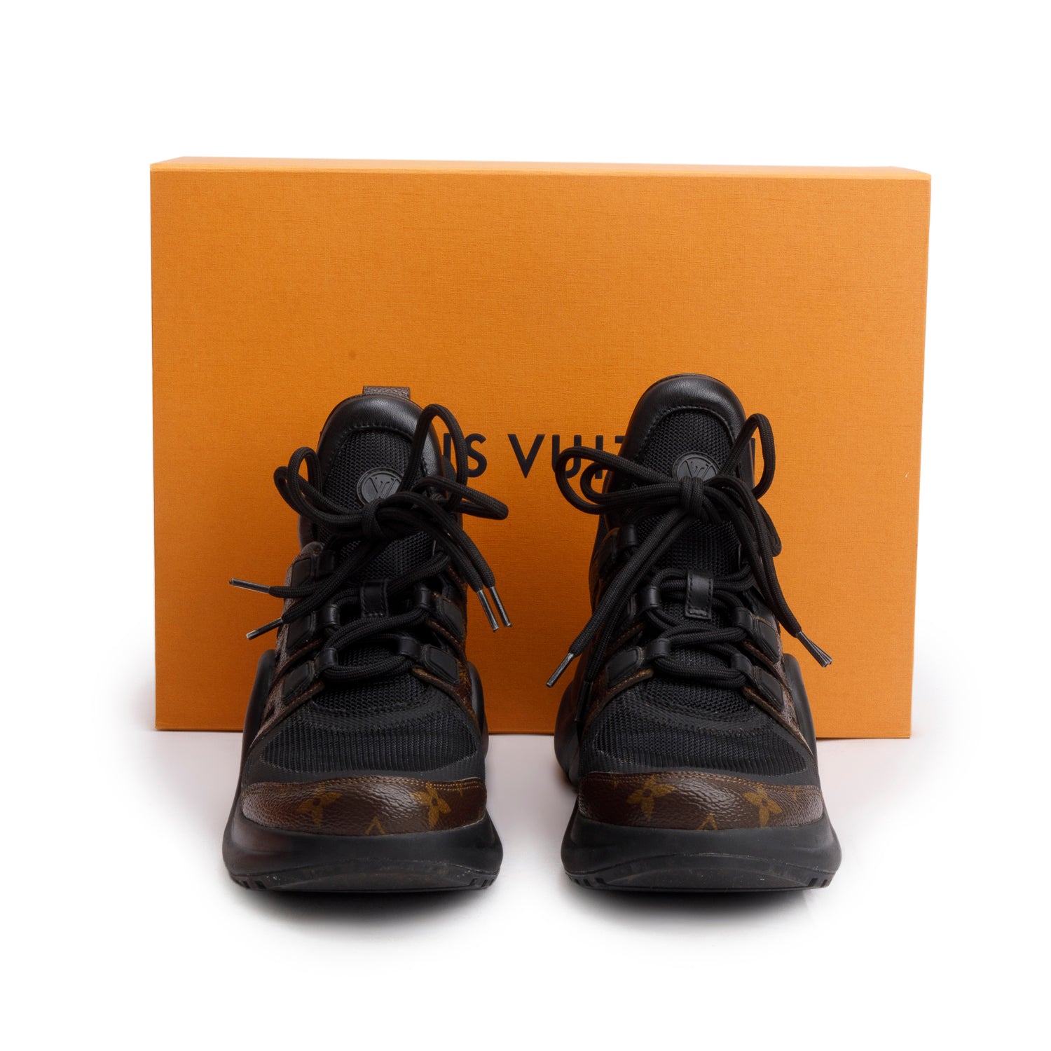 Louis Vuitton Monogram Trim Black LV Archlight Sneakers, Size 39 w/ Box