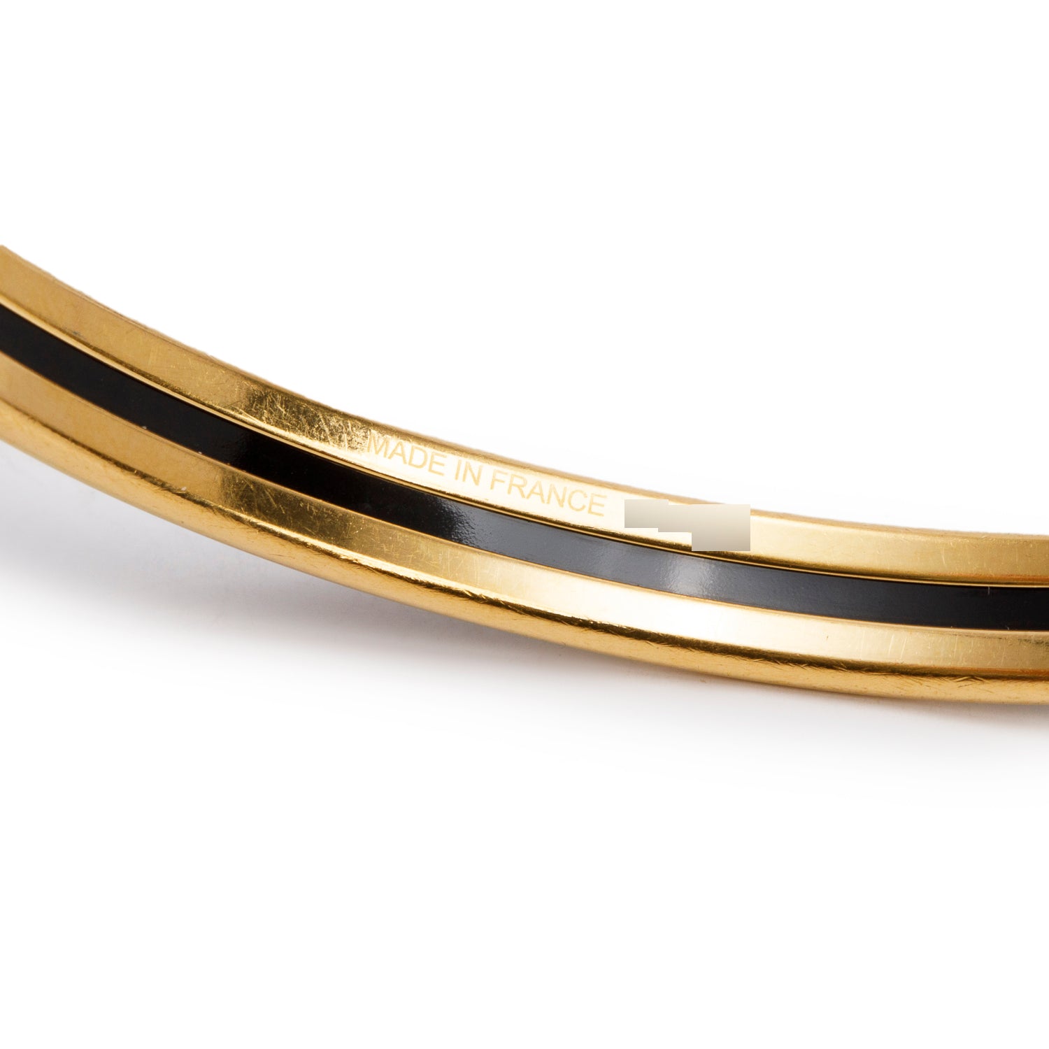 Hermes Gold-Plated Black Enamel Uni Bangle w/ Box