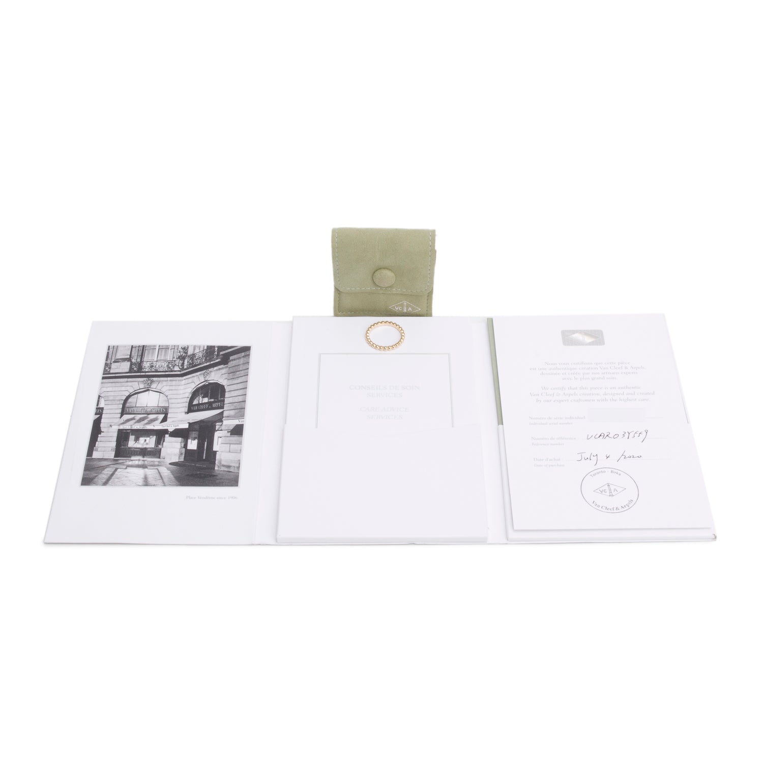 Van Cleef & Arpels 18k Rose Gold Perlee Pearls of Gold Ring, Medium Model Size 59 8.75 w/ Certificate & Carry Pouch