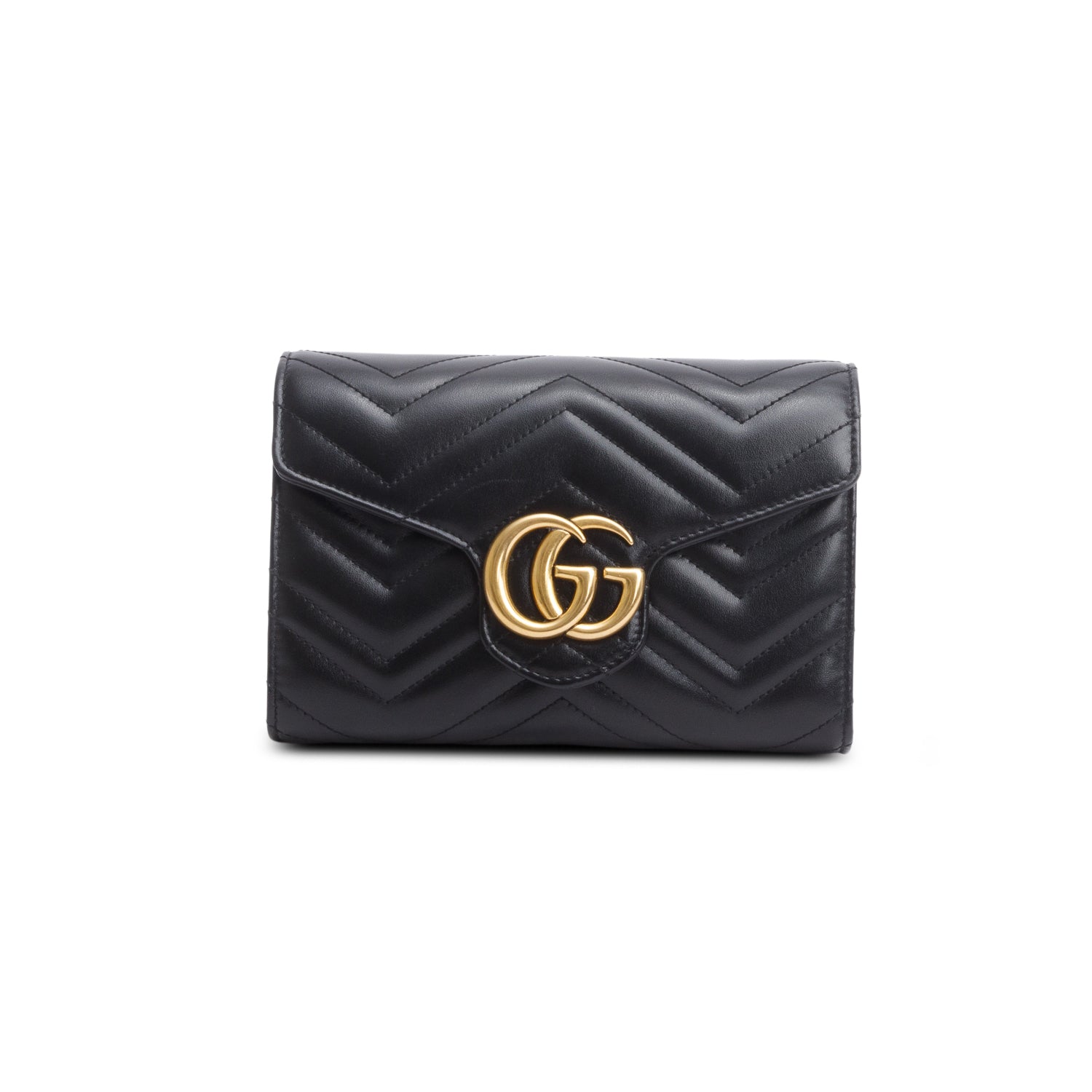 Gucci Black GG Marmont Mini Wallet on Chain
