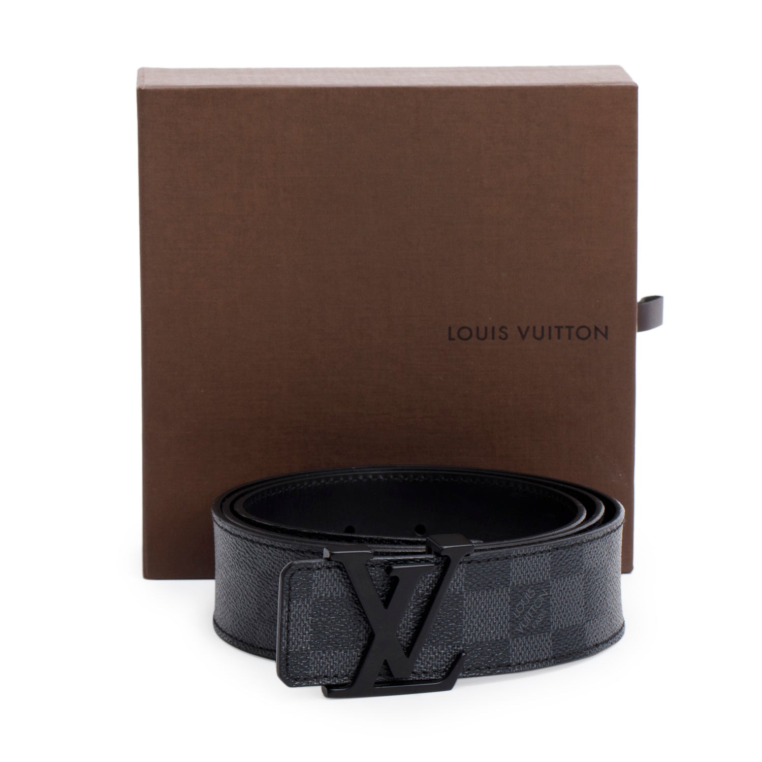 Louis Vuitton Damier Graphite Canvas LV Initials 40 MM Belt 105 42 w/ Box & Receipt