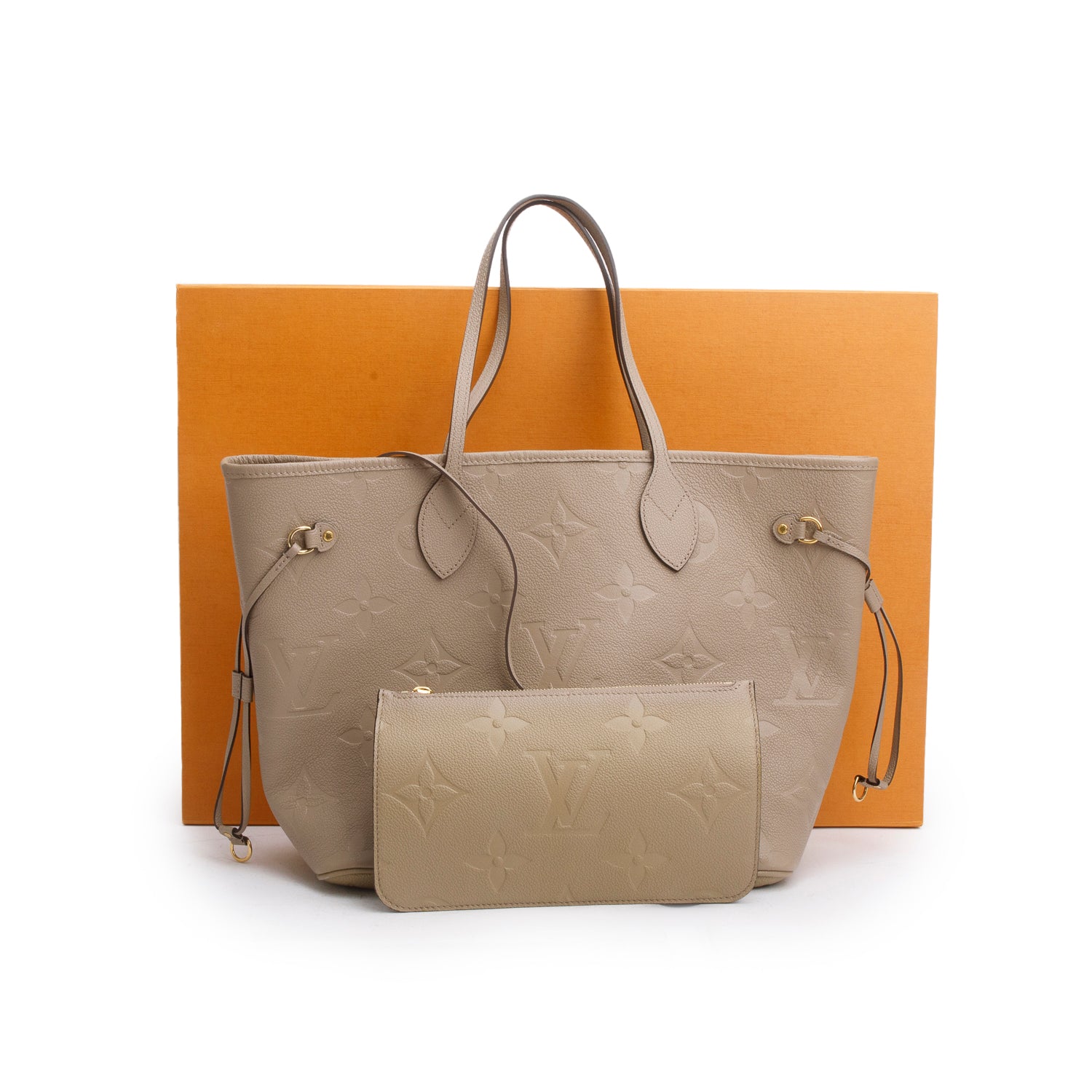 Louis Vuitton Turtledove Empreinte Monogram Giant Neverfull MM w/ Pouch & Box