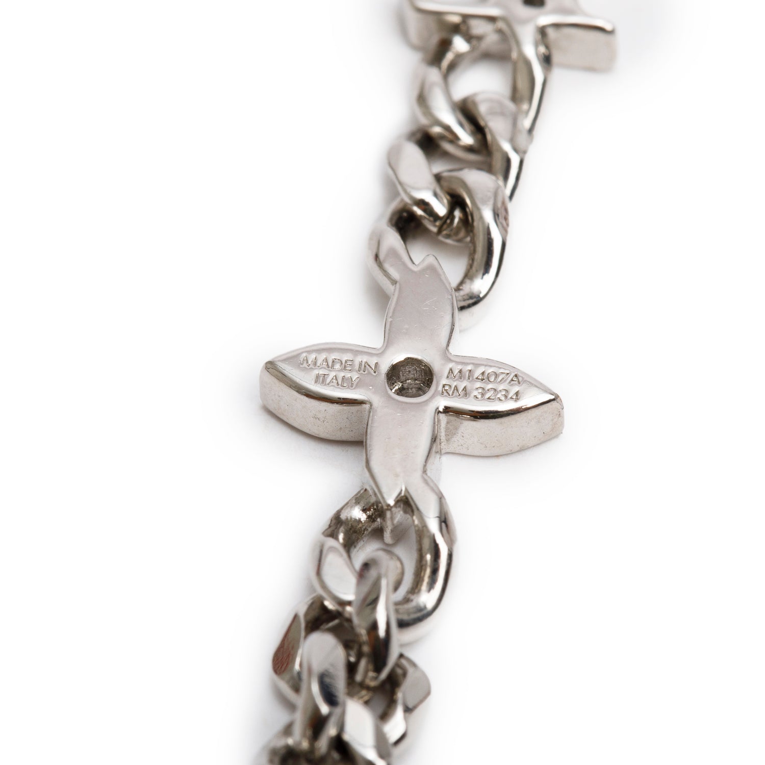 Louis Vuitton 2024 Silver-Tone Brass Monogram Row Bracelet w/ Box