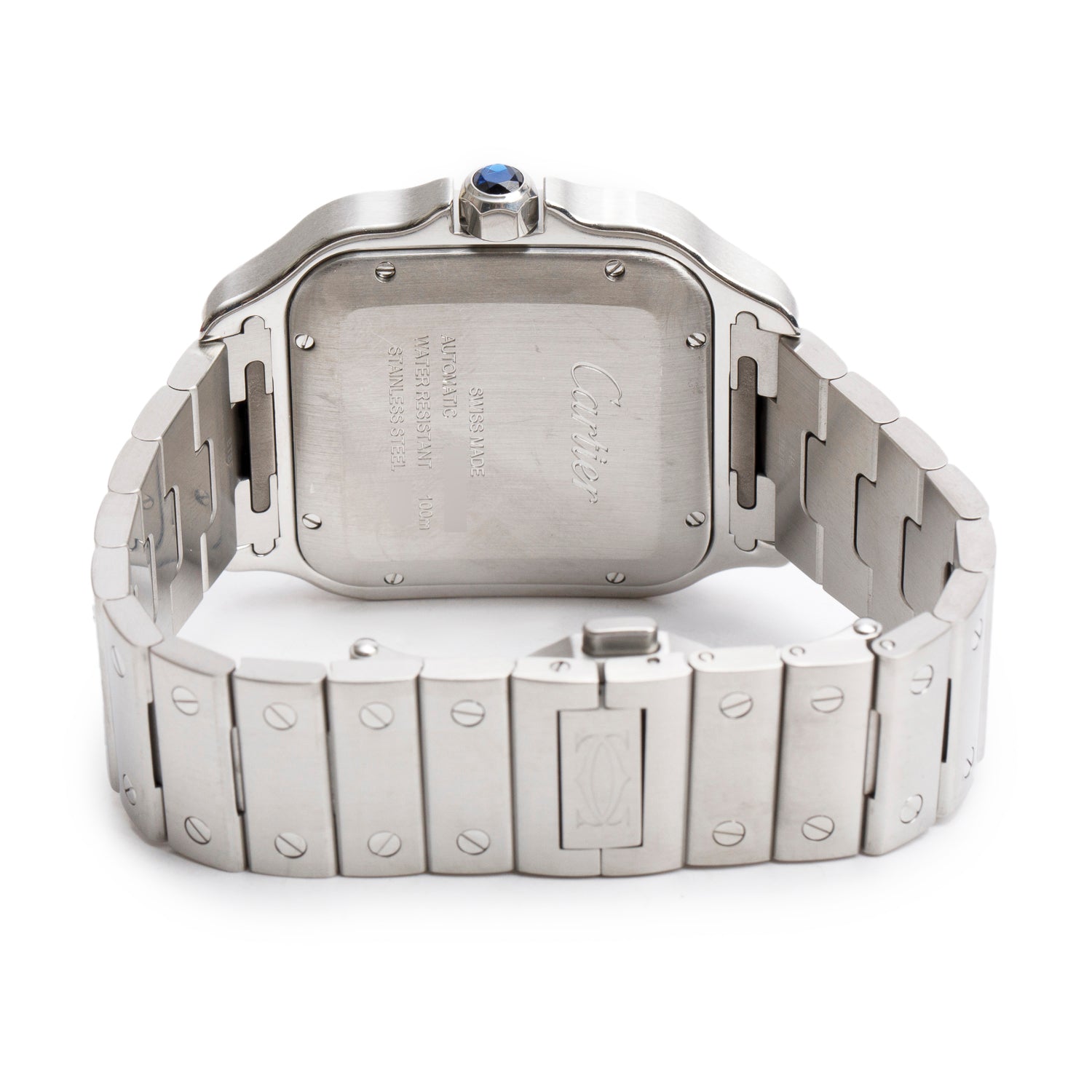 Cartier Stainless Steel Santos de Cartier Automatic Watch, Large Model Silver Dial 4072 w/ Box , Papers & Extra Strap