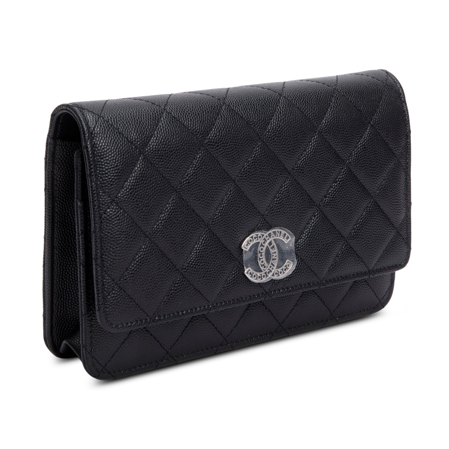 Chanel 2024 Black Quilted Caviar Leather Coco Chanel CC Wallet on Chain w/ Box & Receipt