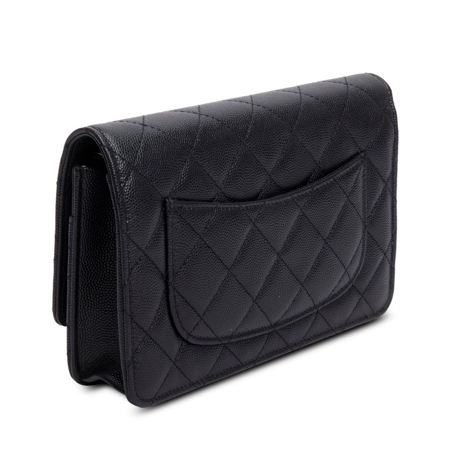 Chanel 2024 Black Quilted Caviar Leather Coco Chanel CC Wallet on Chain w/ Box & Receipt