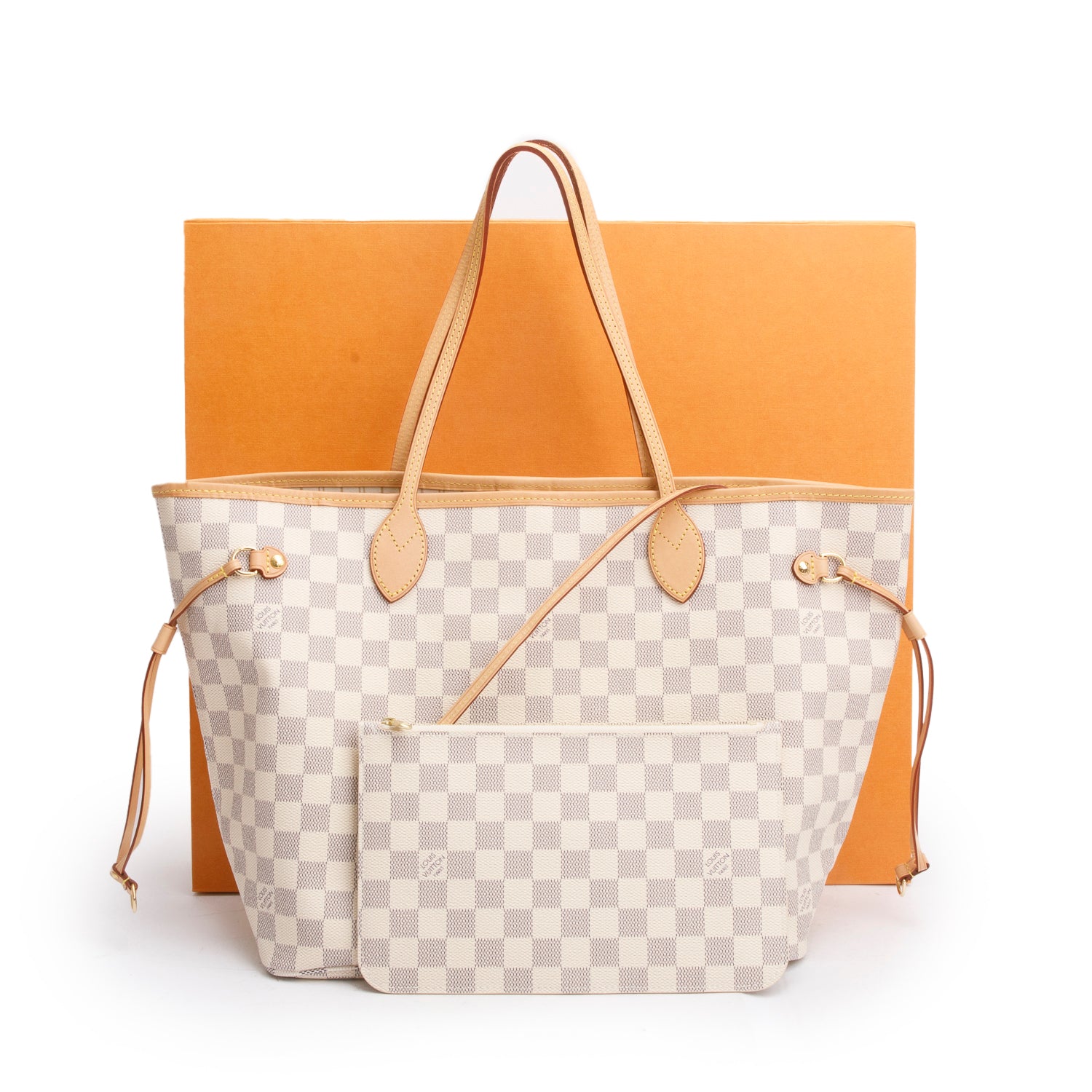 Louis Vuitton Damier Azur Neverfull MM w/ Pouch & Box