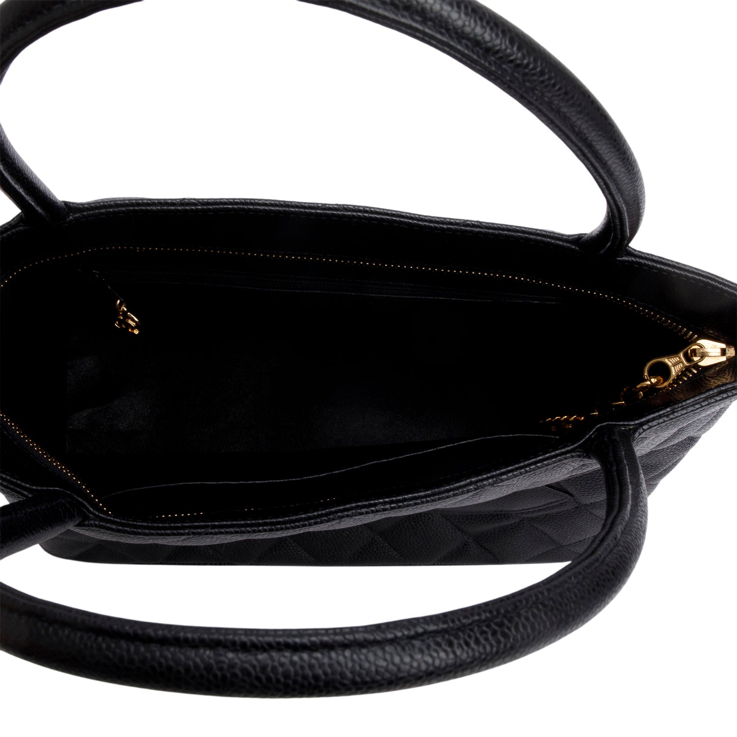 Chanel Vintage Black Caviar Leather Medallion Tote