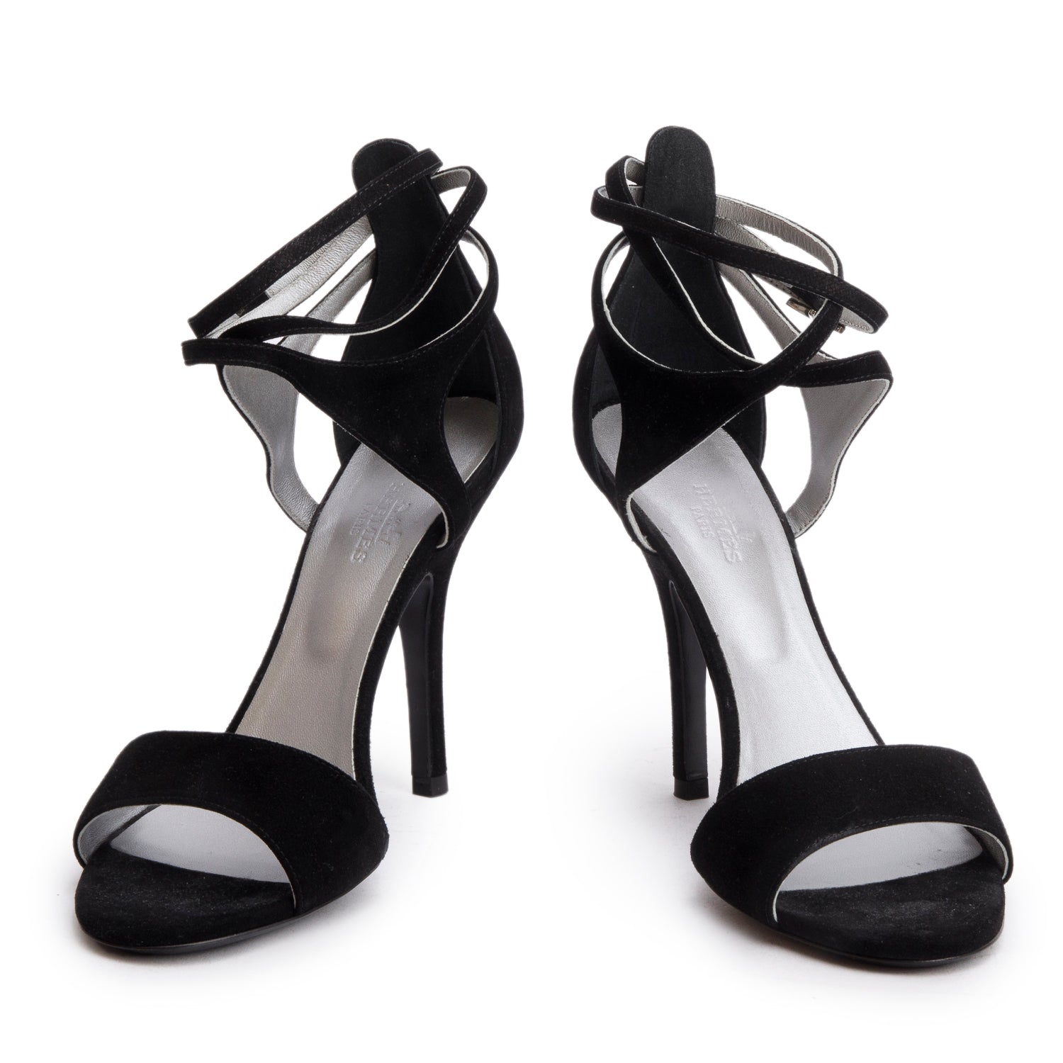 Hermes Black Suede D'Orsay Pump Sandals, Size 38 w/ Box