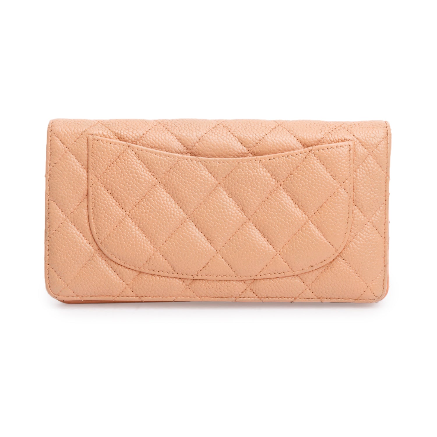 Chanel Orange Caviar Quilted Yen Wallet
