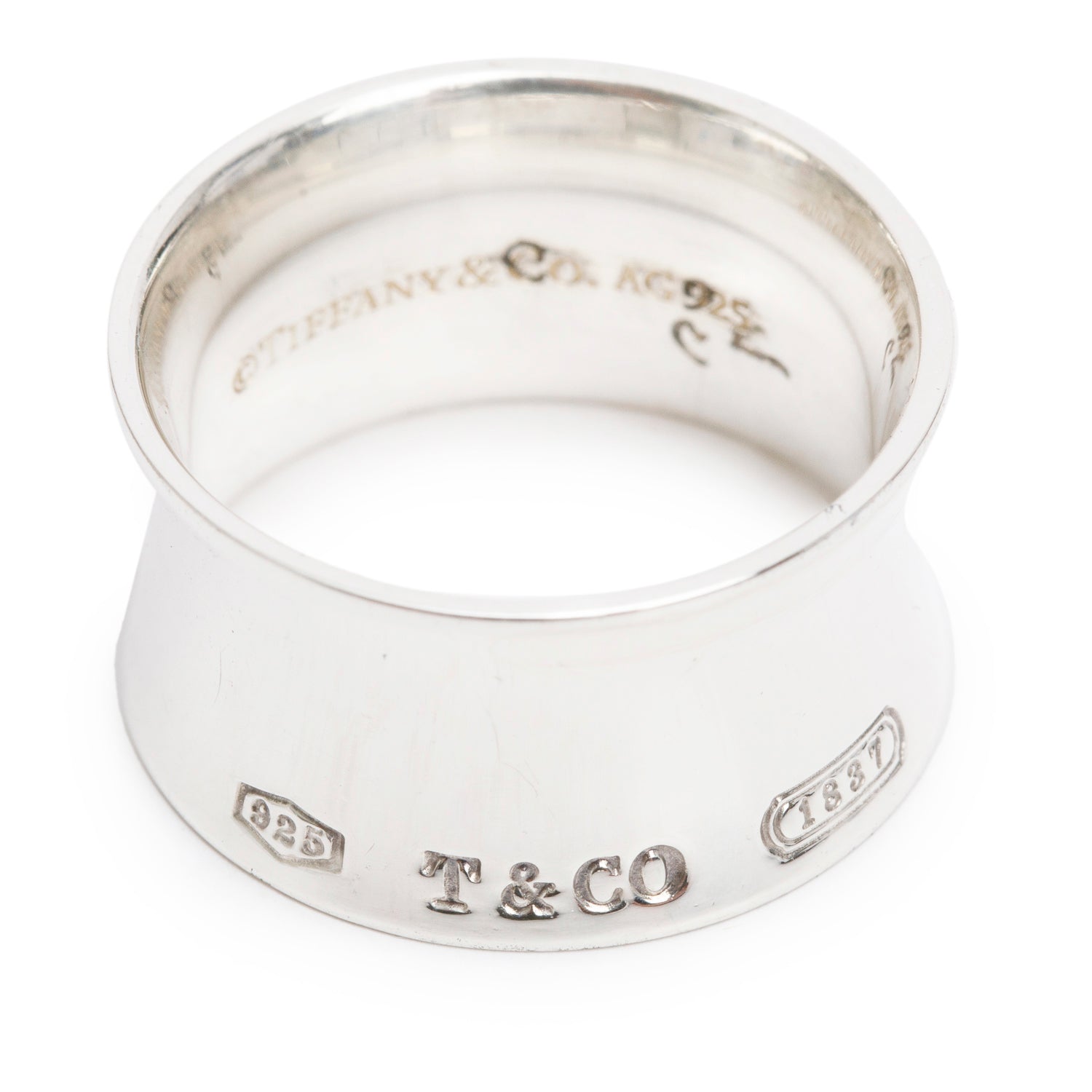 Tiffany & Co. Sterling Silver 1837 12 MM Wide Ring, Size 7.75