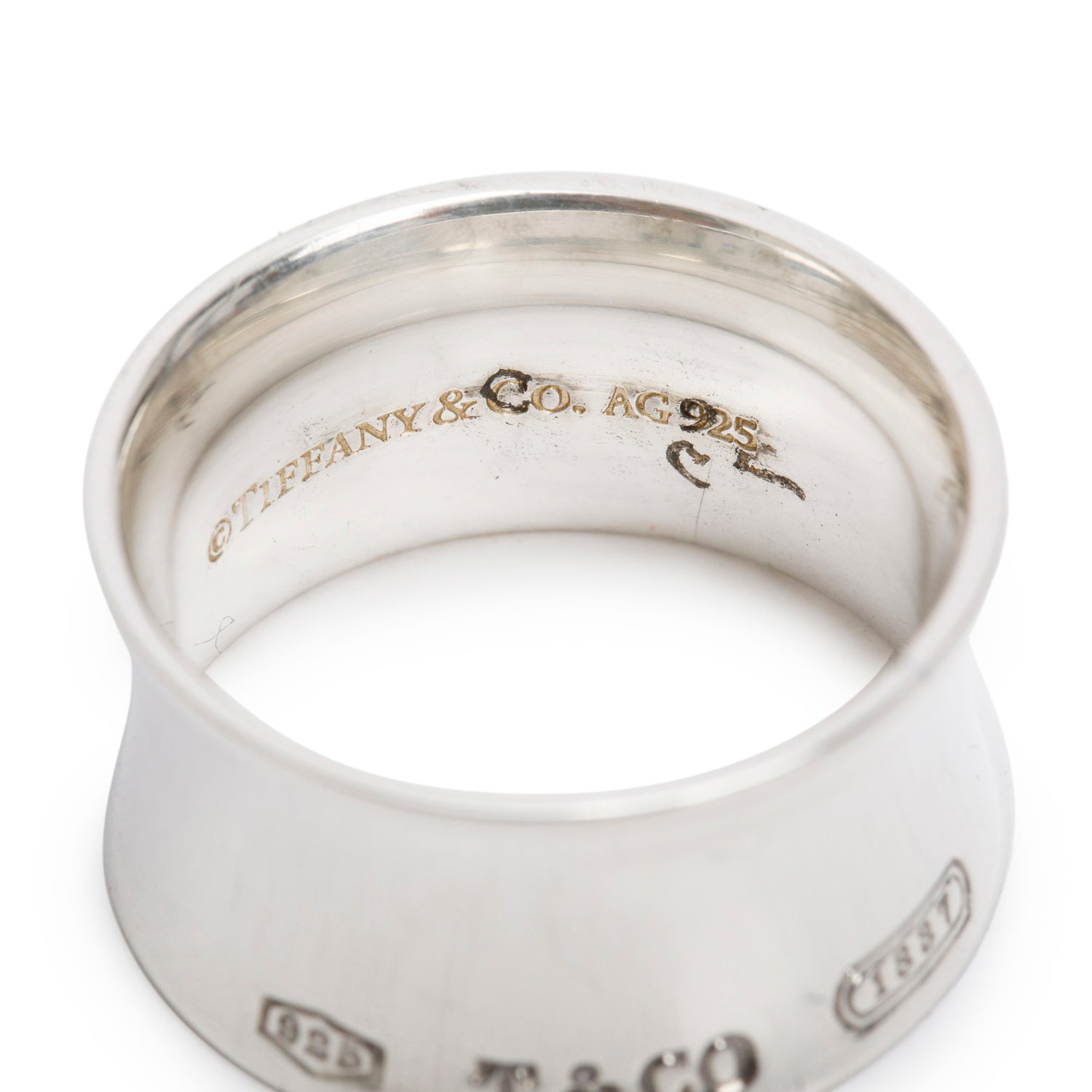 Tiffany & Co. Sterling Silver 1837 12 MM Wide Ring, Size 7.75