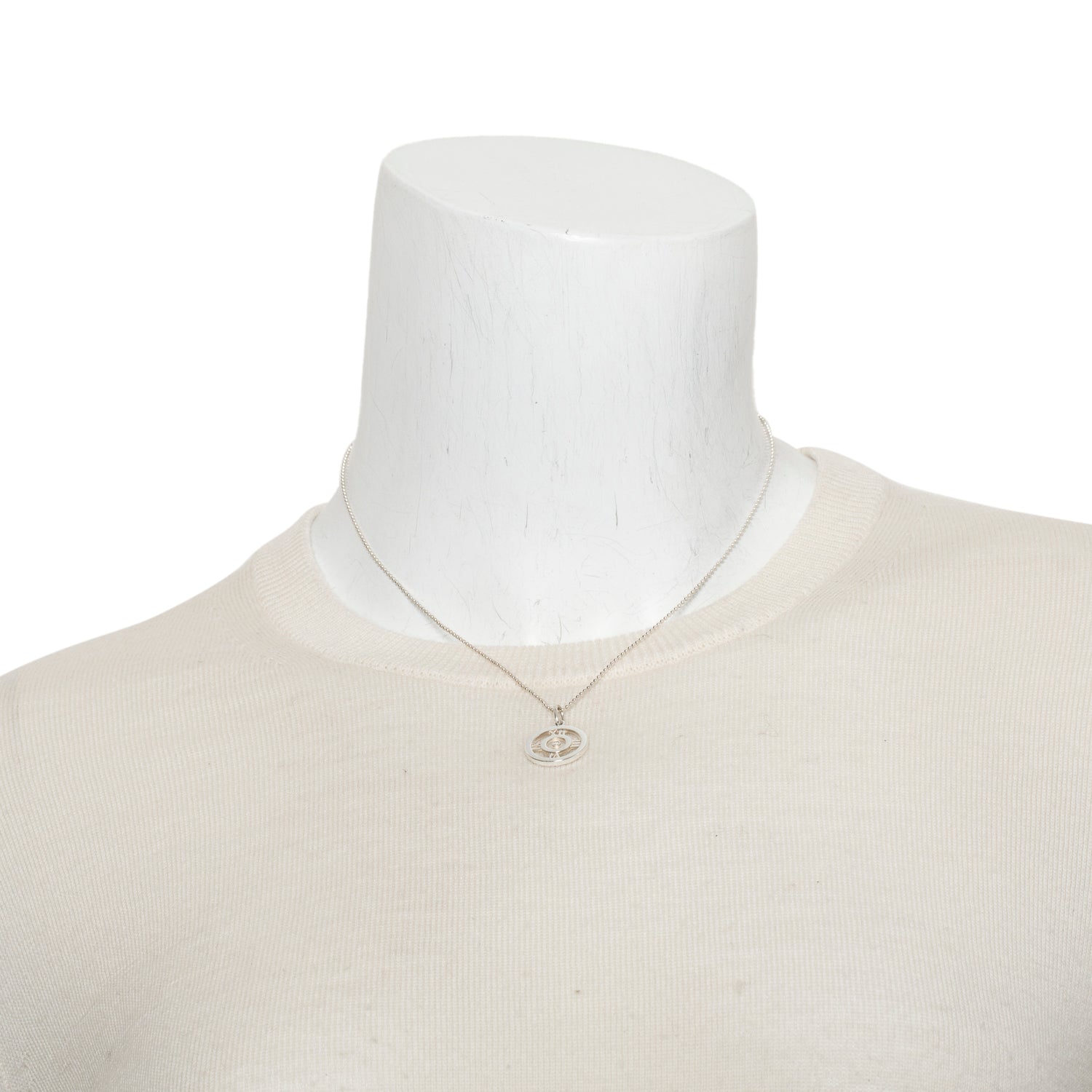 Tiffany & Co. Sterling Silver Diamond Small Atlas Pierced Circle Pendant Necklace