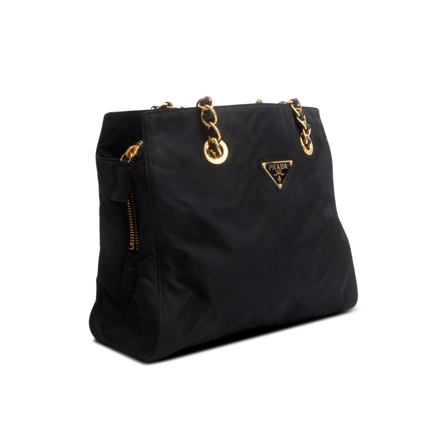 Prada Black Tessuto Nylon Chain Shoulder Bag w/ Authenticity Card