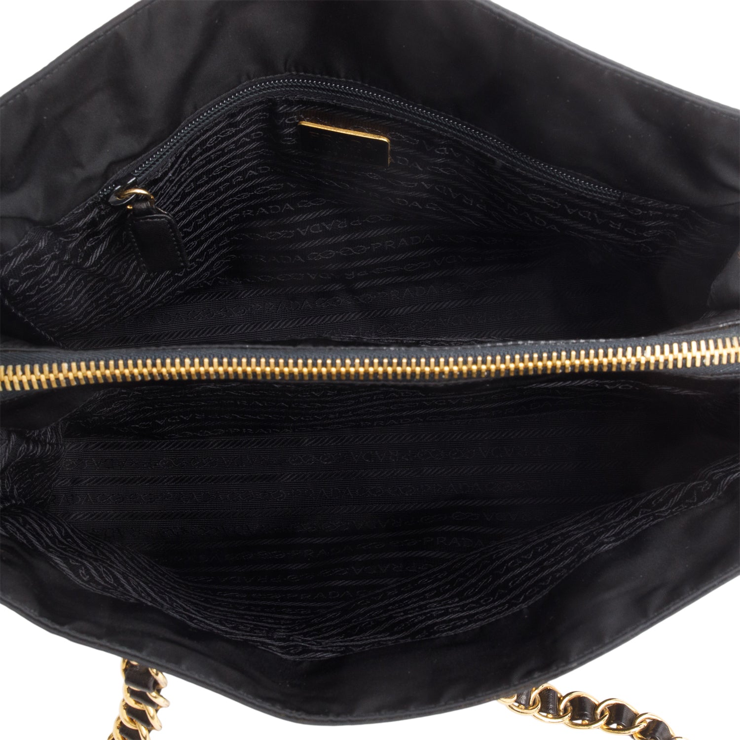 Prada Black Tessuto Nylon Chain Shoulder Bag w/ Authenticity Card
