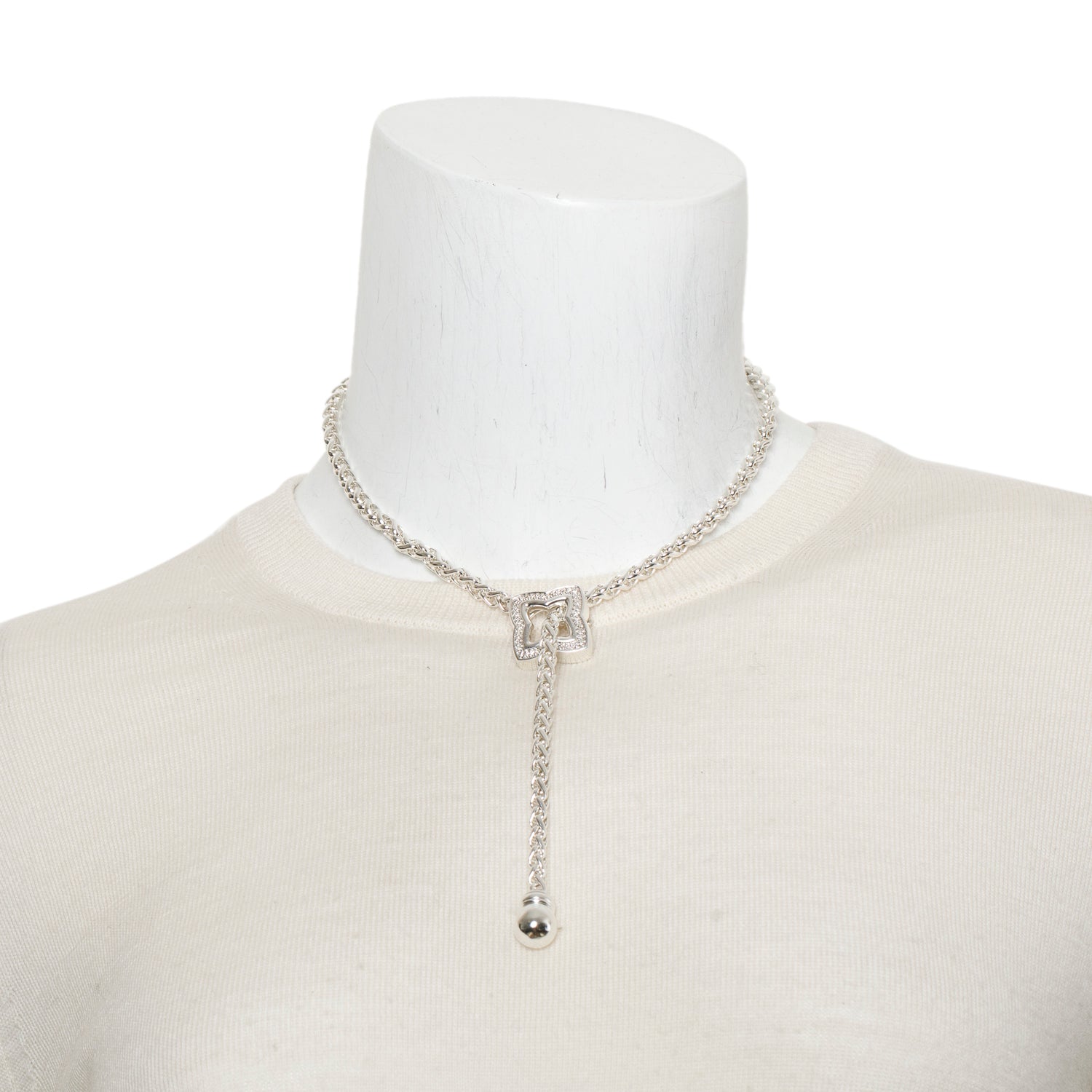 David Yurman Sterling Silver Diamond Quatrefoil Lariat Necklace