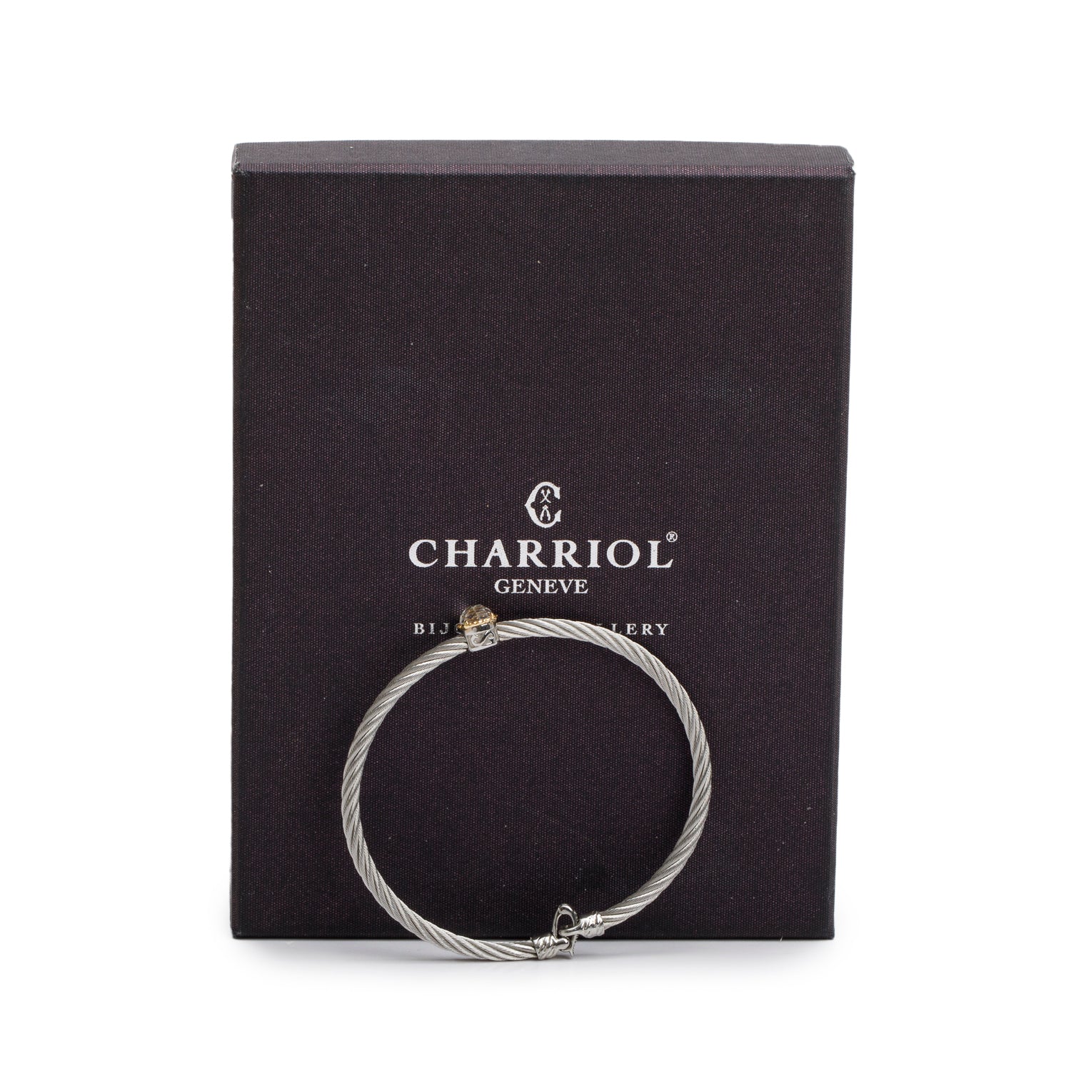 Charriol Stainless Steel & 18k Yellow Gold Topaz Station Cable Bracelet