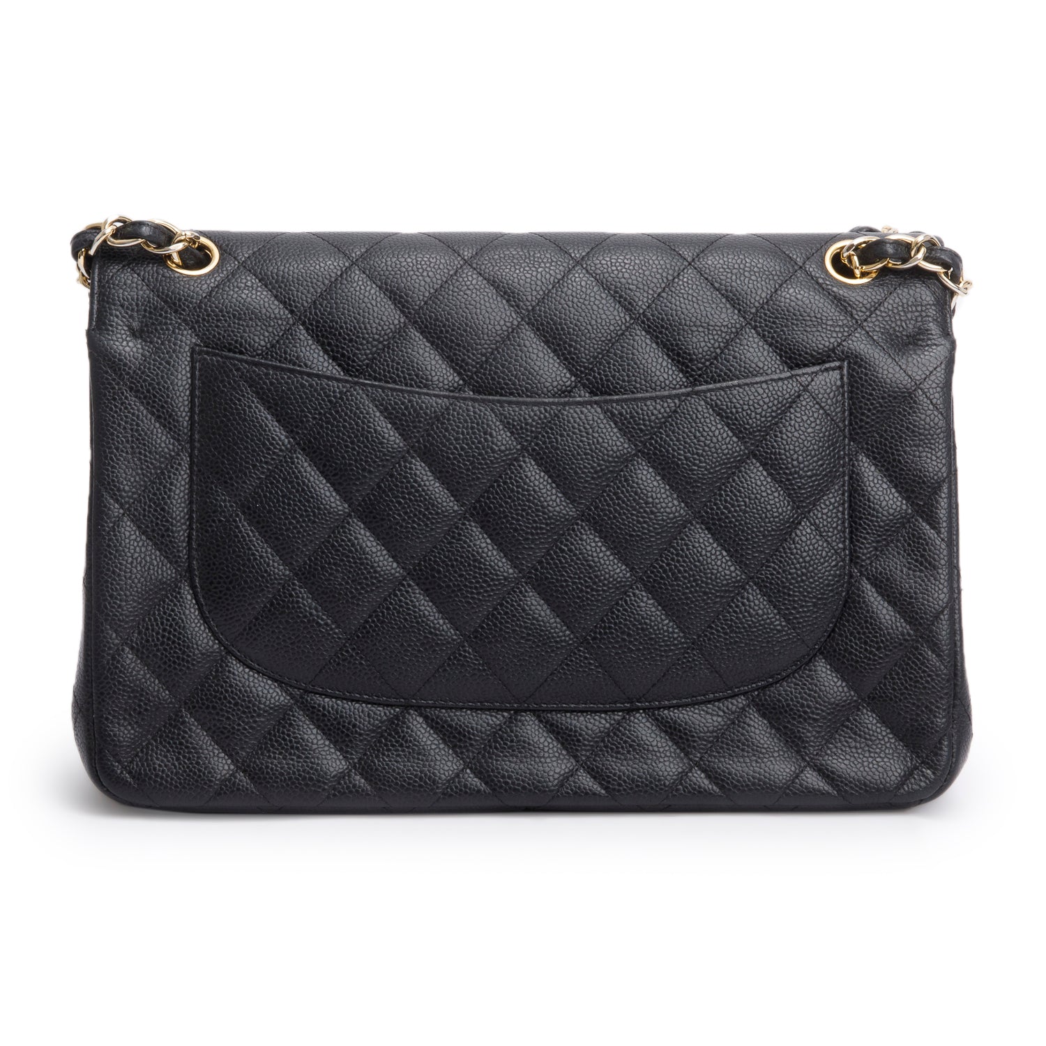 Chanel Black Caviar Jumbo Classic Double Flap Bag w/ Authenticity Card