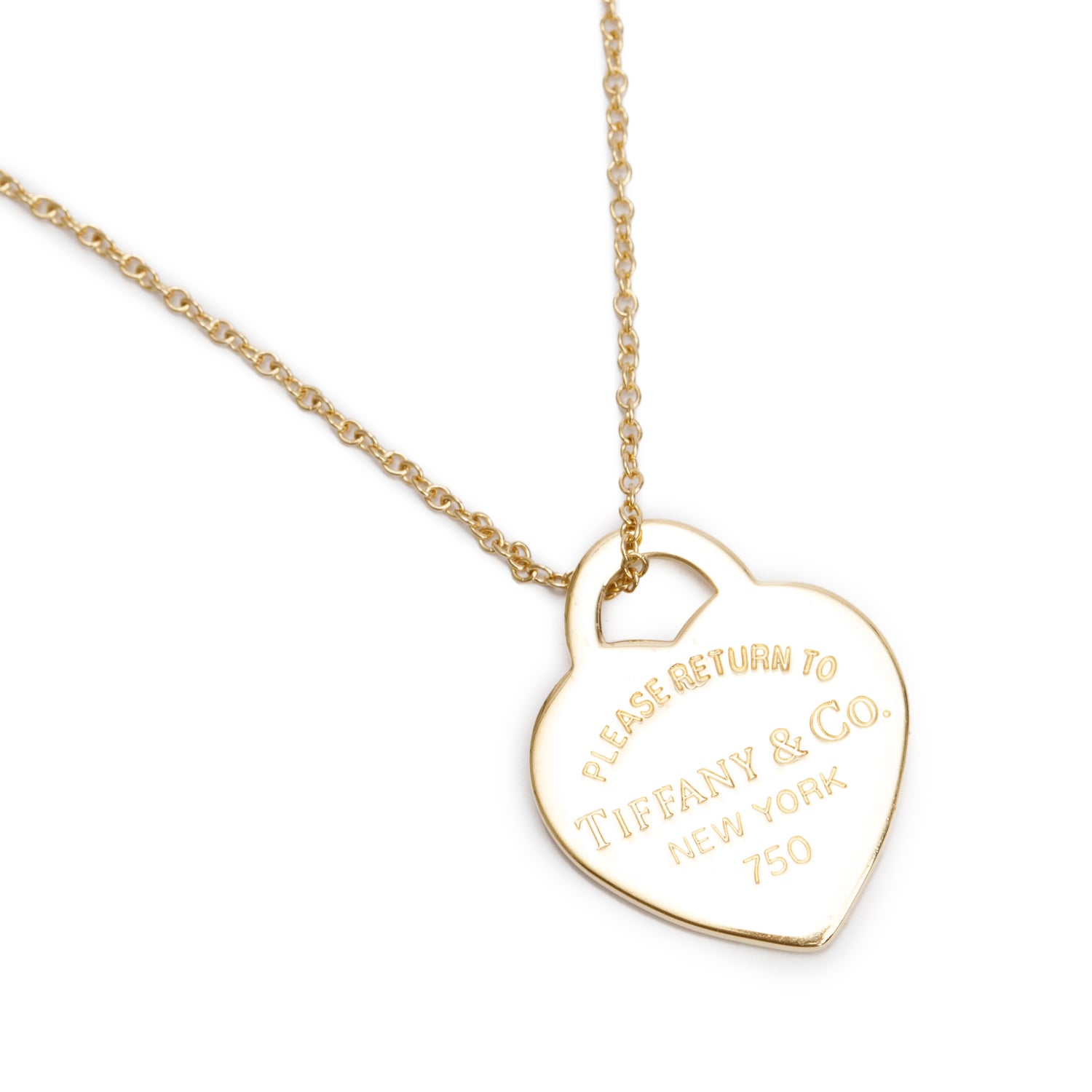 Tiffany & Co. 18k Yellow Gold Return to Tiffany Small Heart Tag Pendant Necklace w/ Box